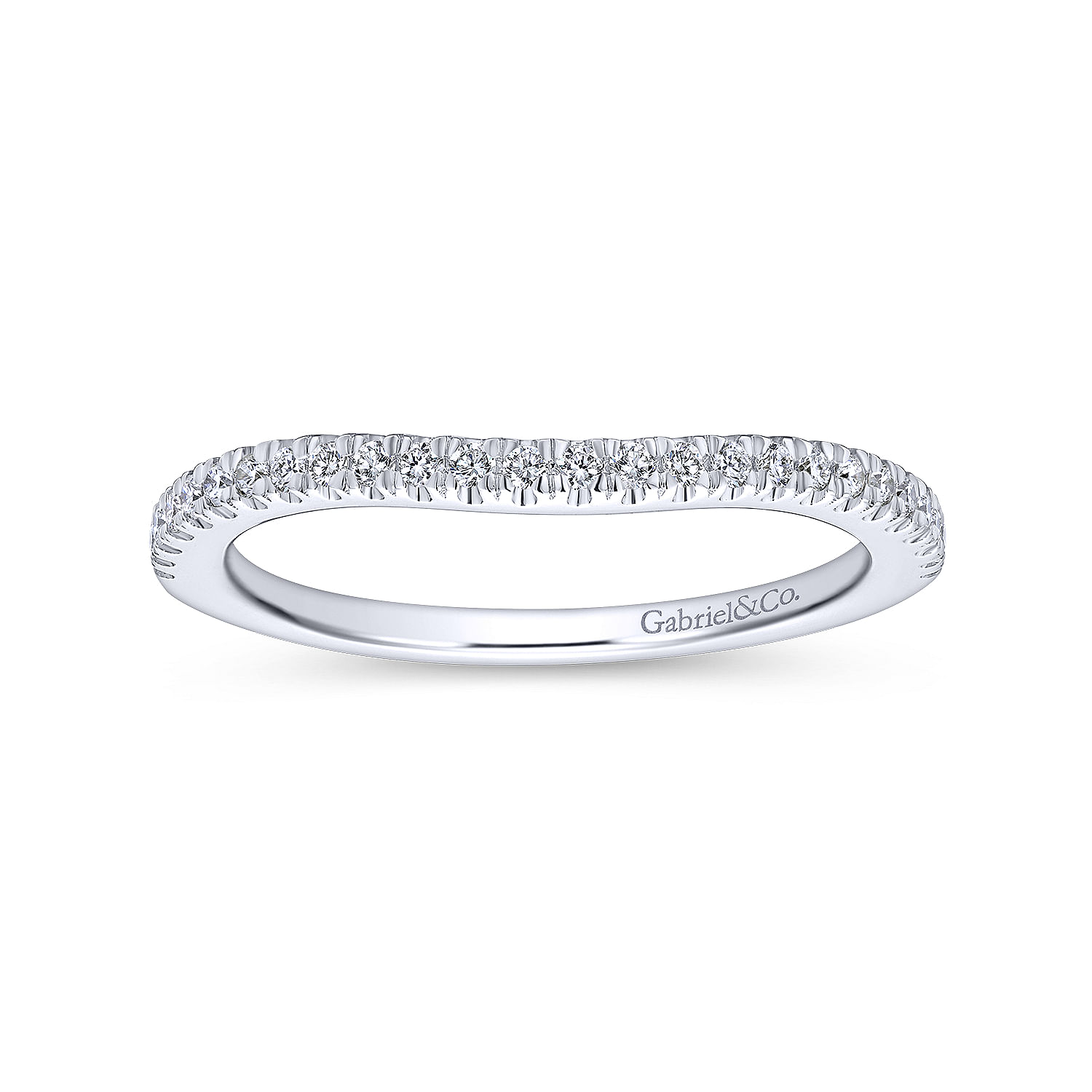 14k White Gold Diamond Curved Wedding Band angle 5 14k White Gold Diamond Curved Wedding Band angle 5