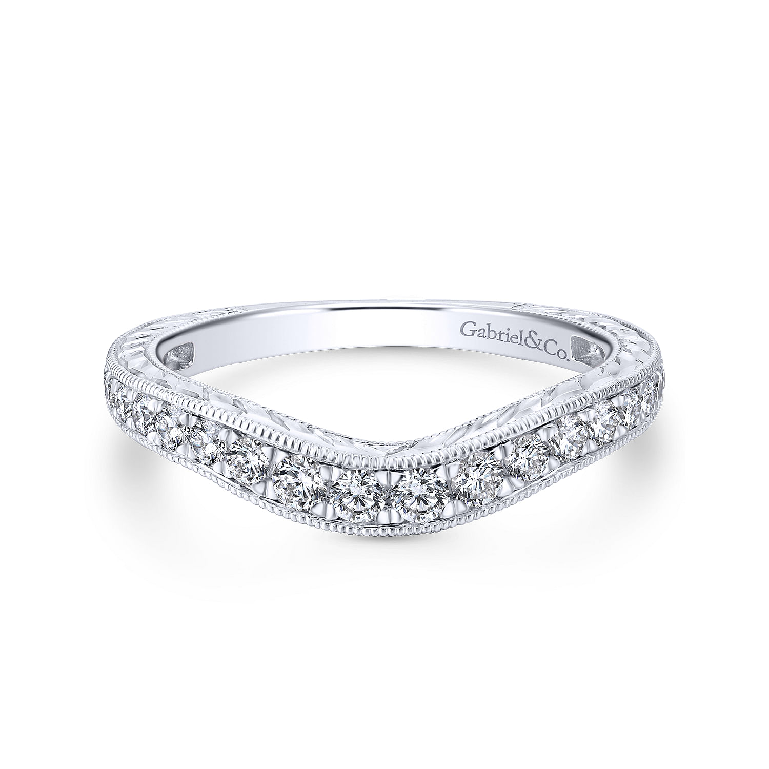 14k White Gold Diamond Curved 14k White Gold Diamond Curved