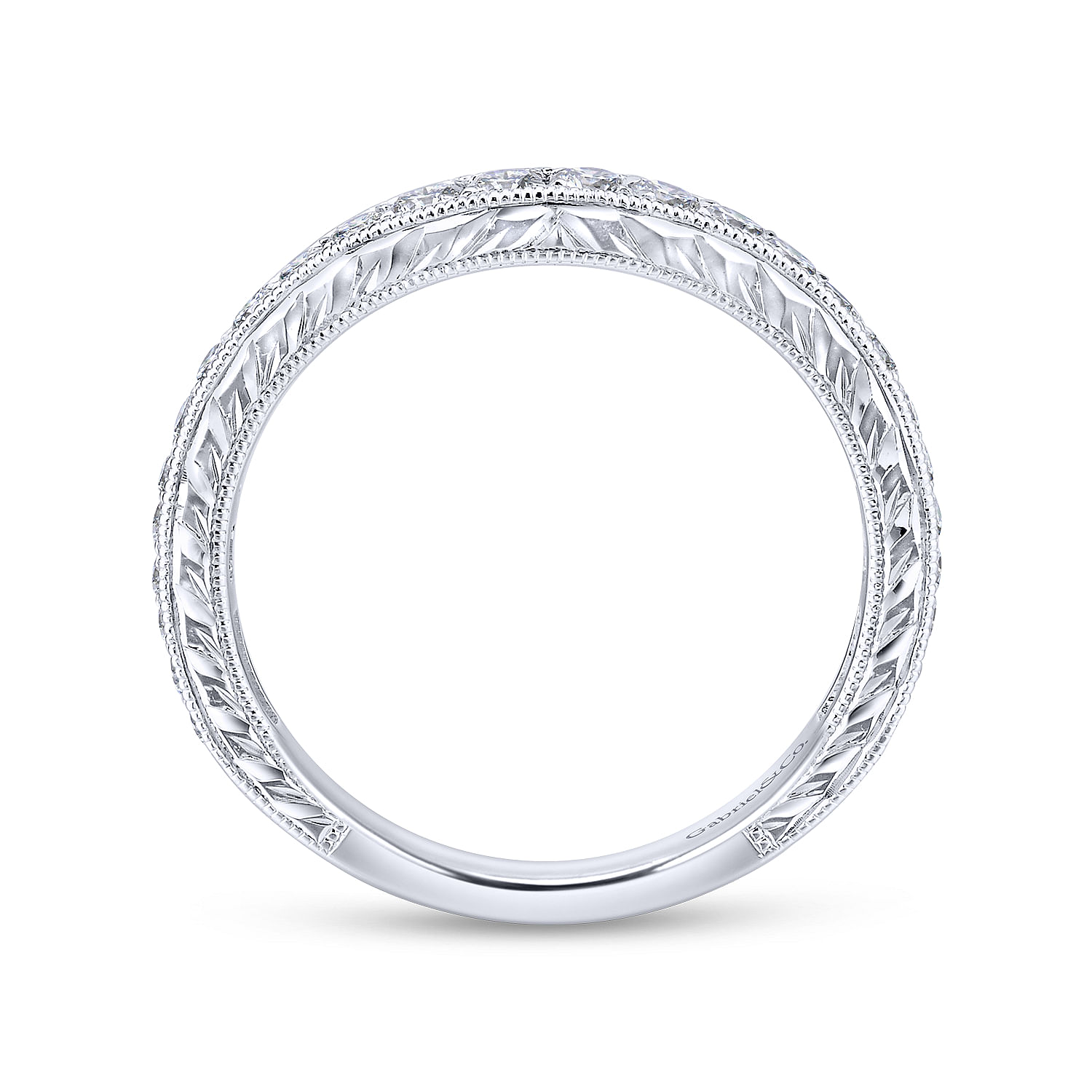 14k White Gold Diamond Curved Wedding Band angle 2 14k White Gold Diamond Curved Wedding Band angle 2