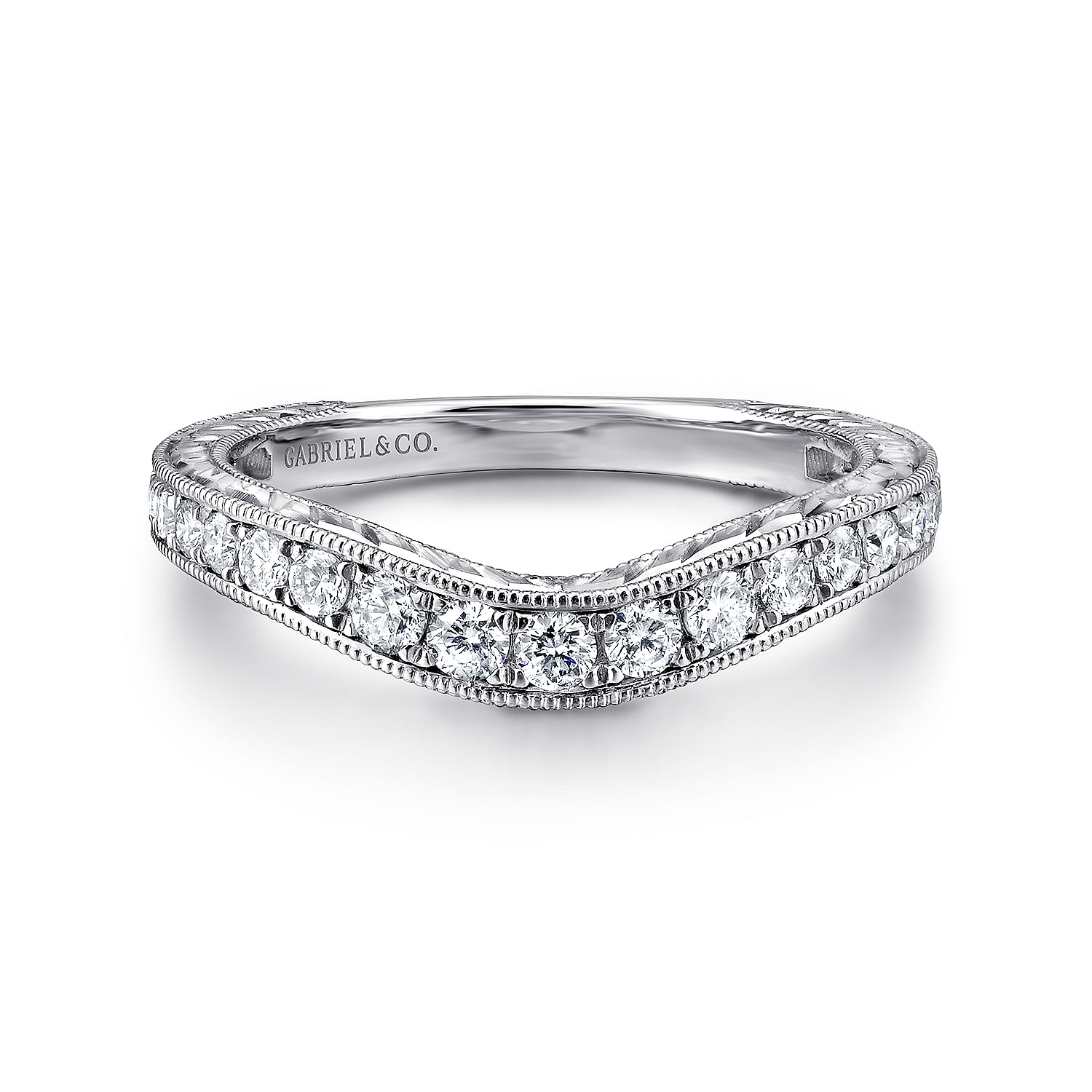 14k White Gold Diamond Curved 14k White Gold Diamond Curved