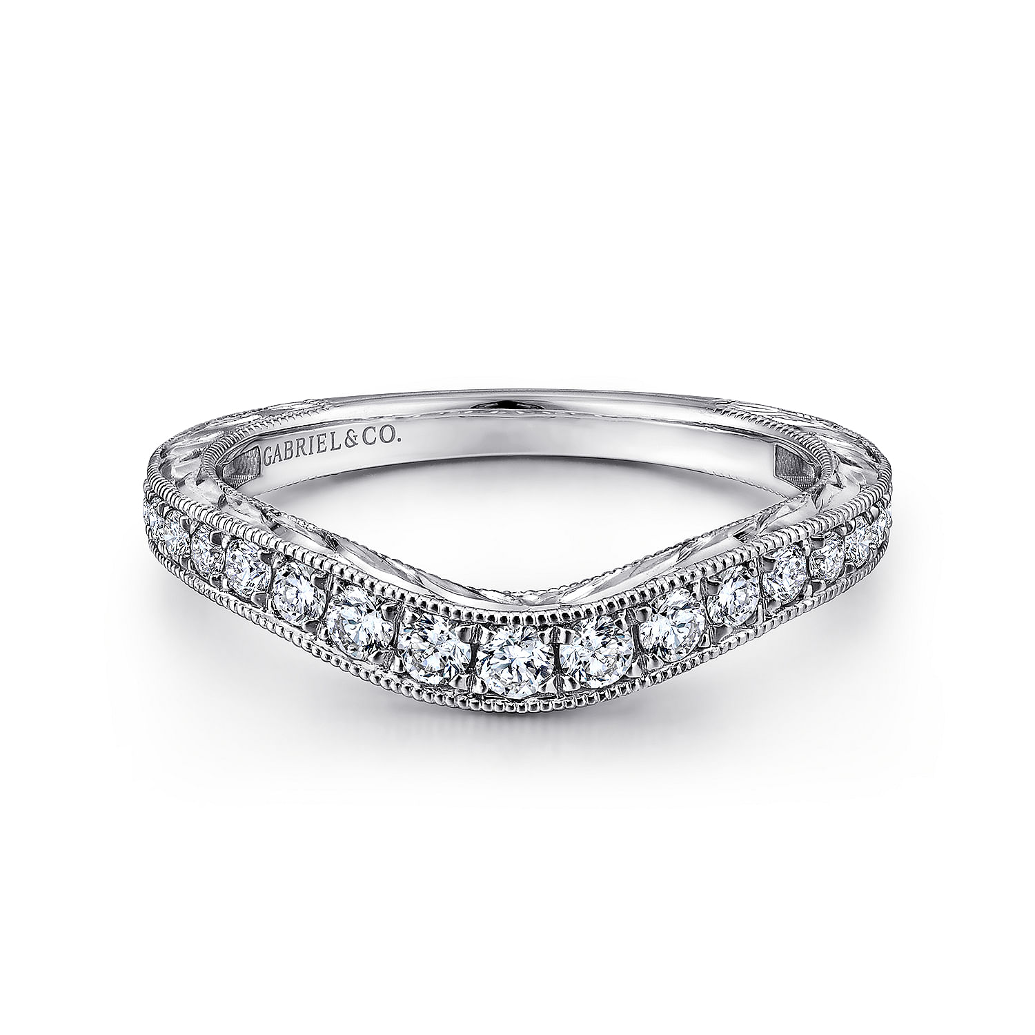 14k White Gold Diamond Curved 14k White Gold Diamond Curved