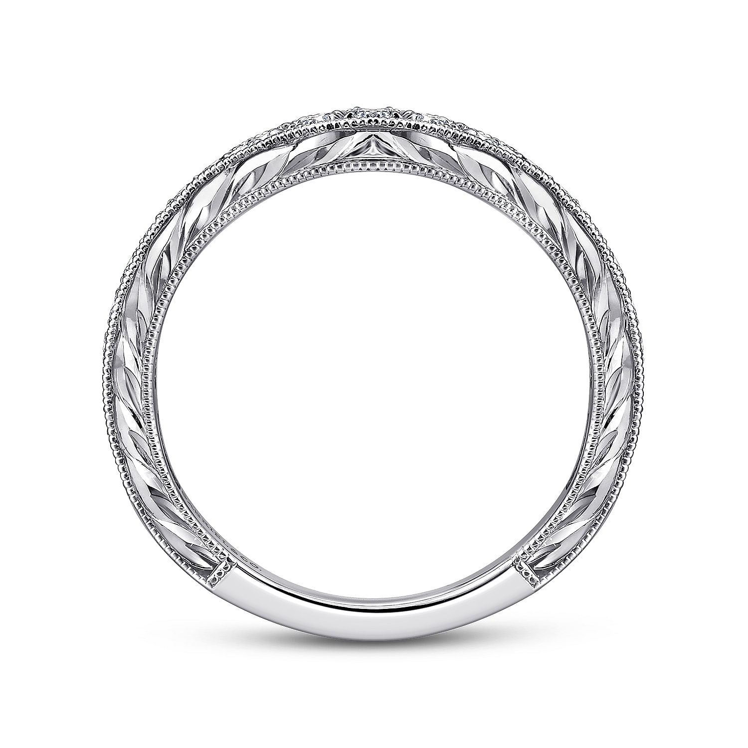 14k White Gold Diamond Curved Wedding Band angle 2 14k White Gold Diamond Curved Wedding Band angle 2