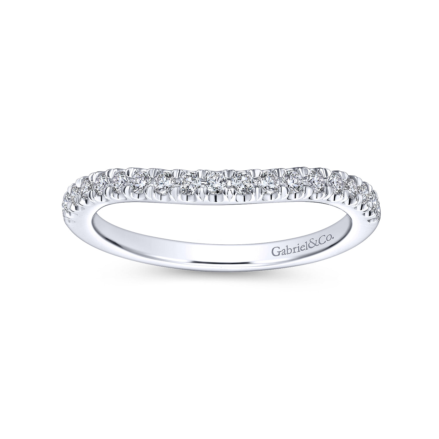 14k White Gold Diamond Curved Wedding Band angle 5 14k White Gold Diamond Curved Wedding Band angle 5