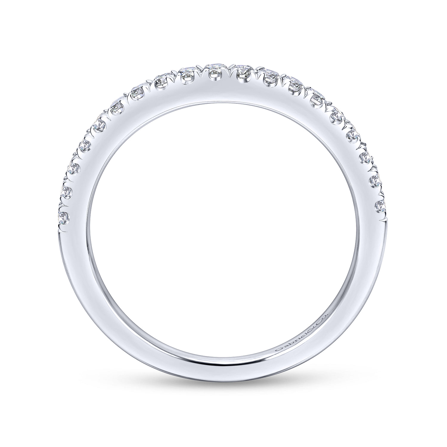 14k White Gold Diamond Curved Wedding Band angle 2 14k White Gold Diamond Curved Wedding Band angle 2