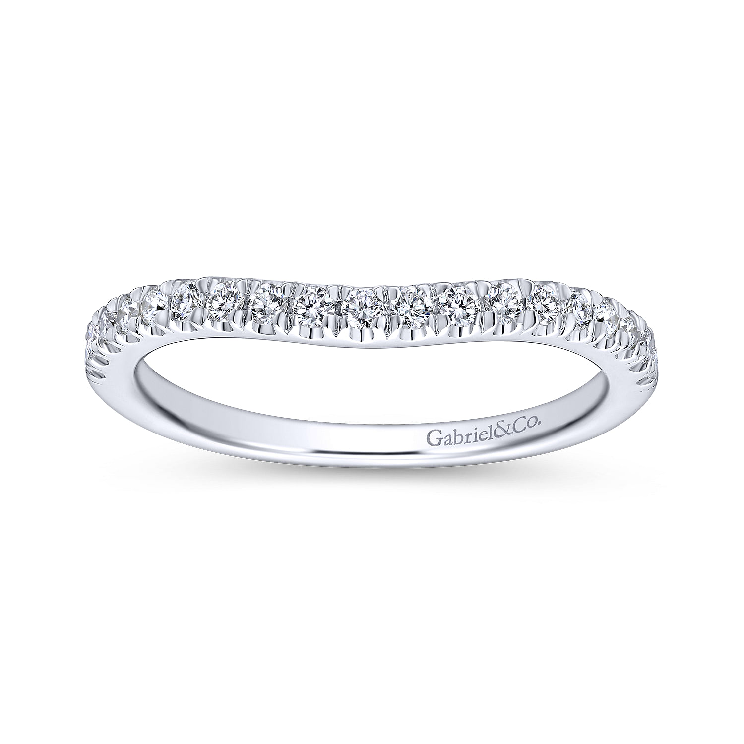 14k White Gold Diamond Curved Wedding Band angle 5 14k White Gold Diamond Curved Wedding Band angle 5
