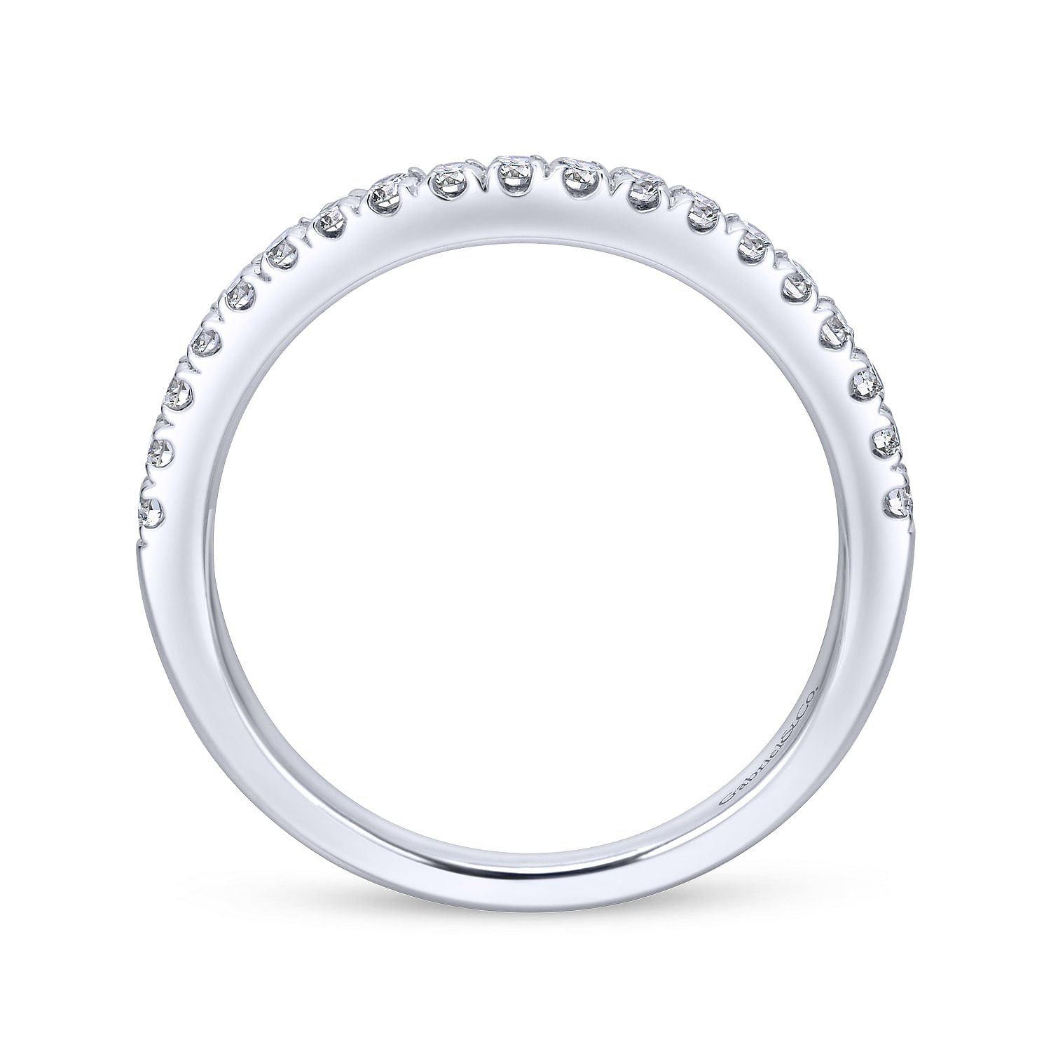 14k White Gold Diamond Curved Wedding Band angle 2 14k White Gold Diamond Curved Wedding Band angle 2