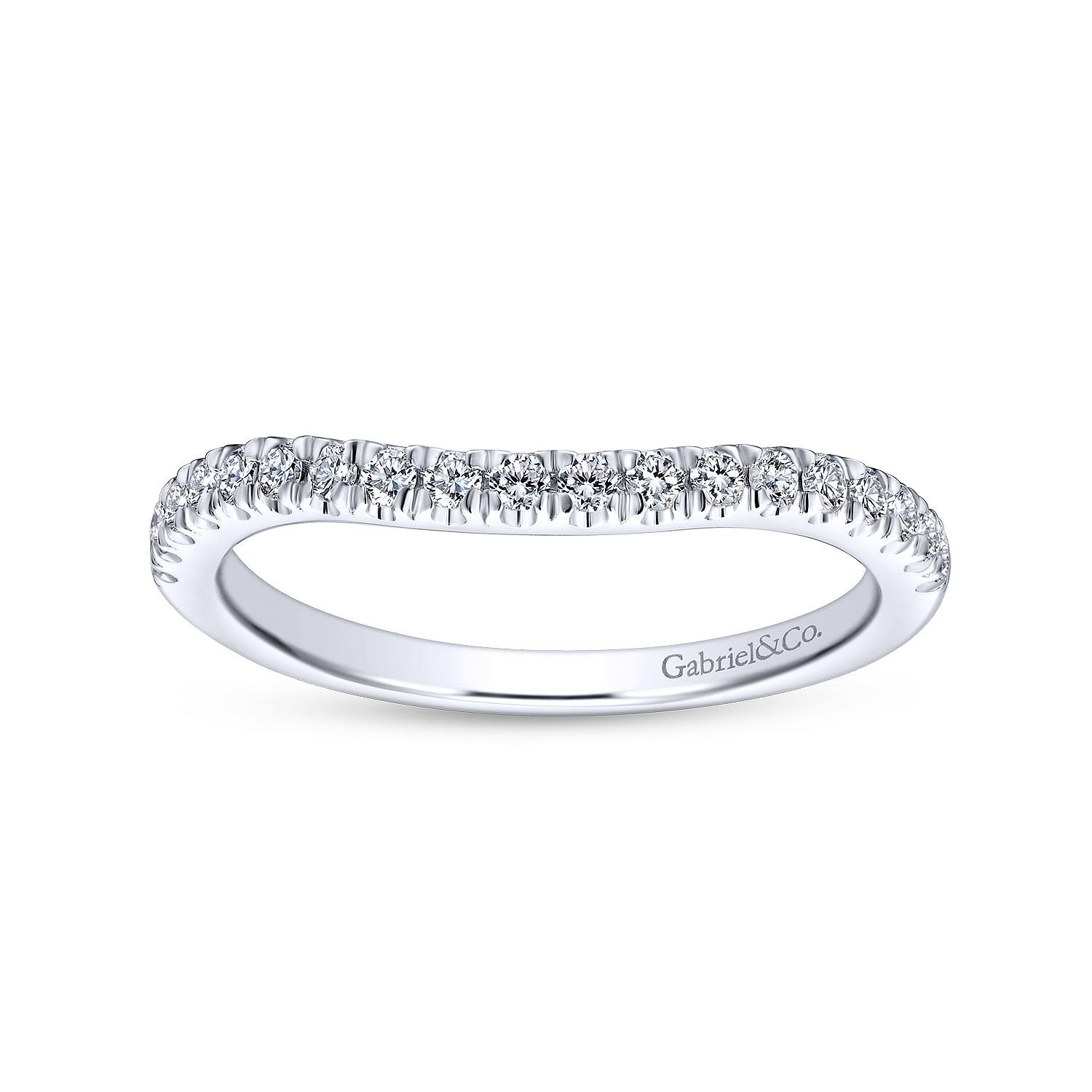 14k White Gold Diamond Curved Wedding Band angle 5 14k White Gold Diamond Curved Wedding Band angle 5