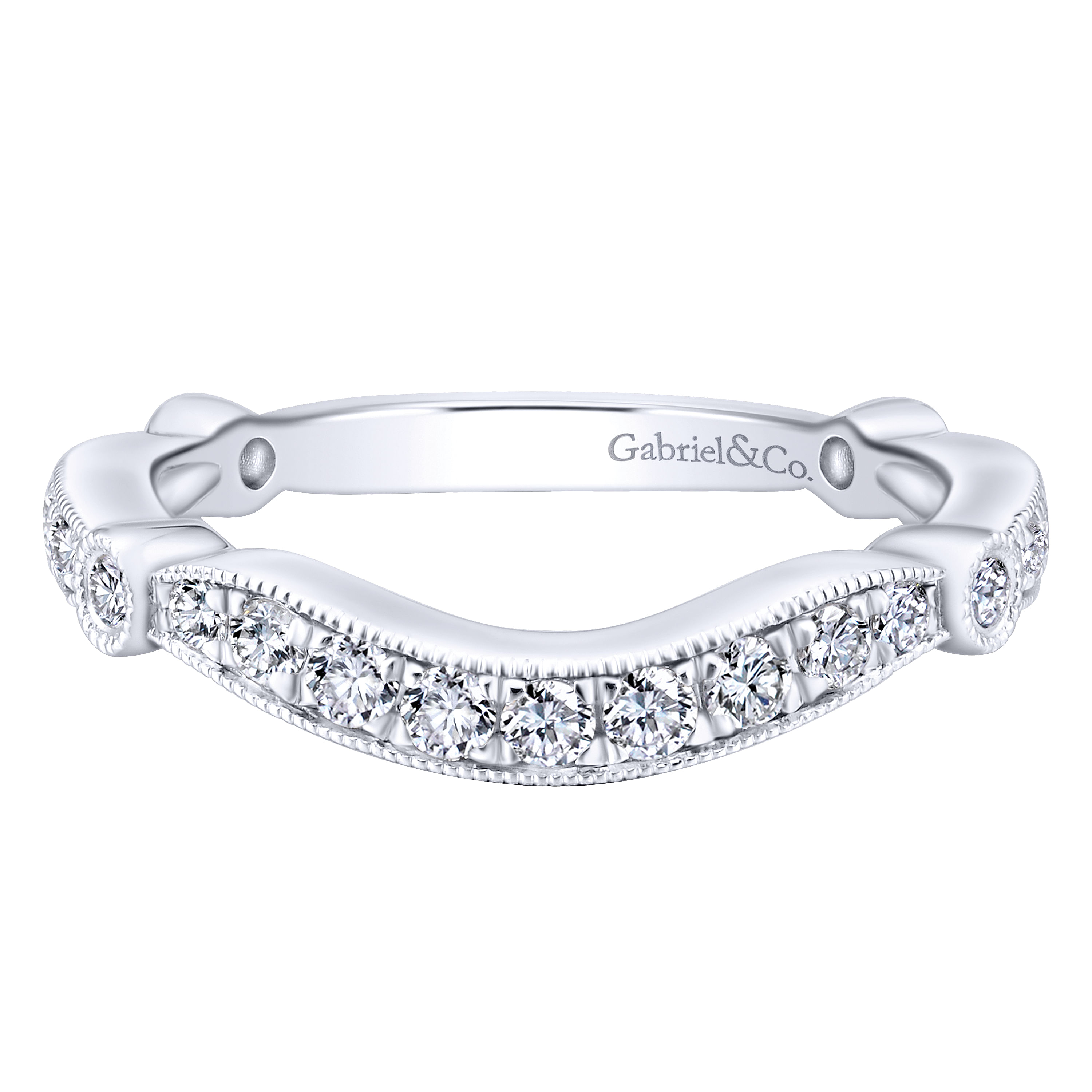 14k White Gold Diamond Curved 14k White Gold Diamond Curved