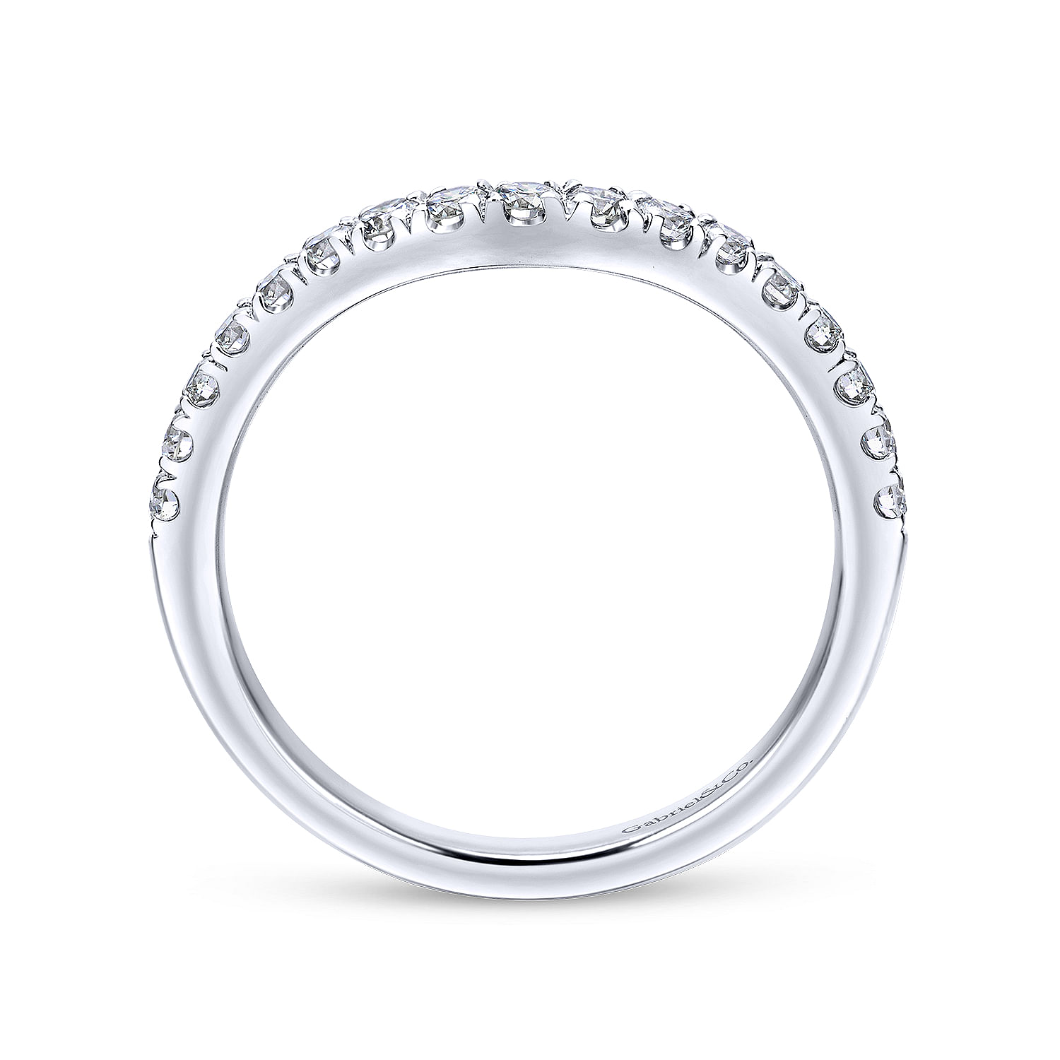 14k White Gold Diamond Curved Wedding Band angle 2 14k White Gold Diamond Curved Wedding Band angle 2