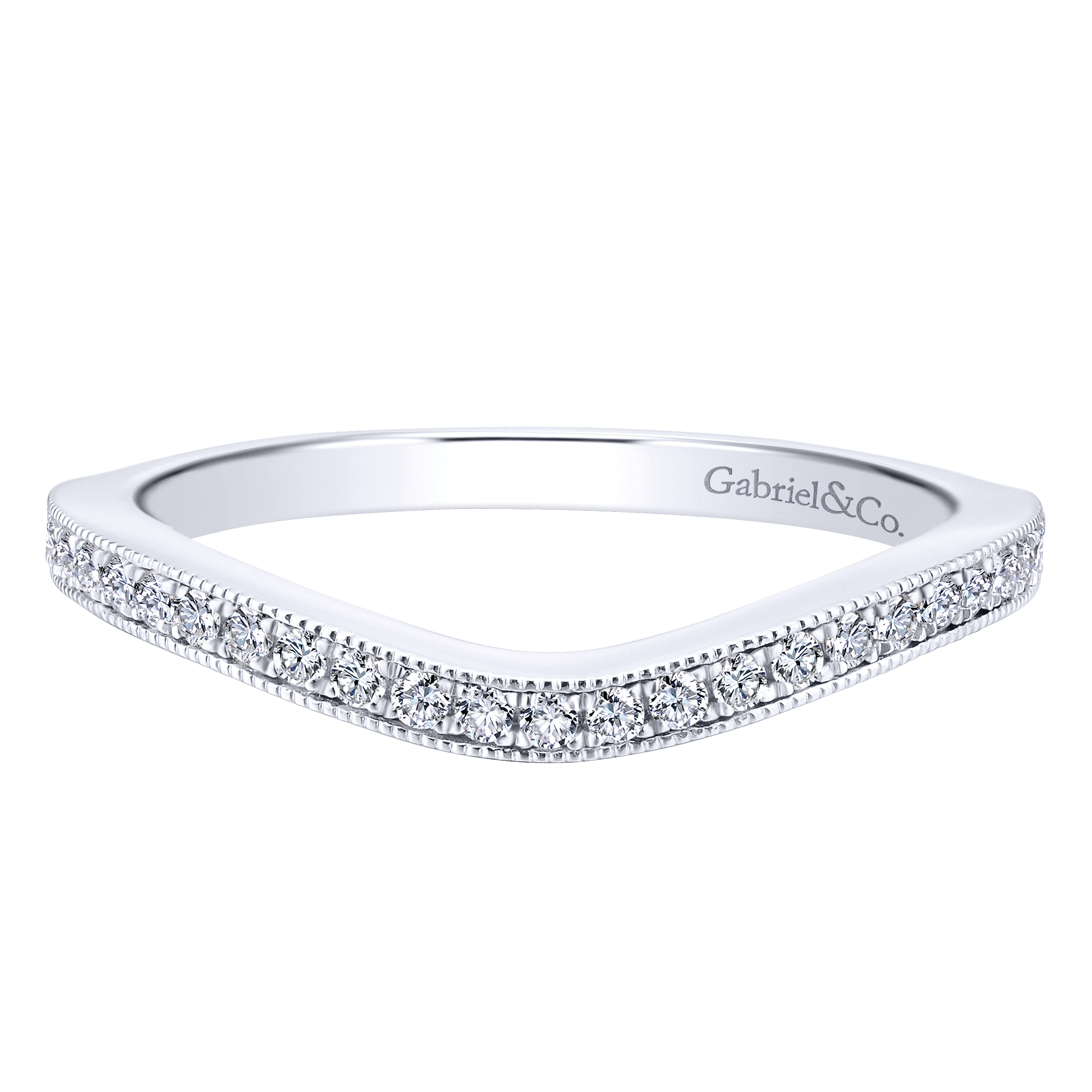 14k White Gold Diamond Curved 14k White Gold Diamond Curved