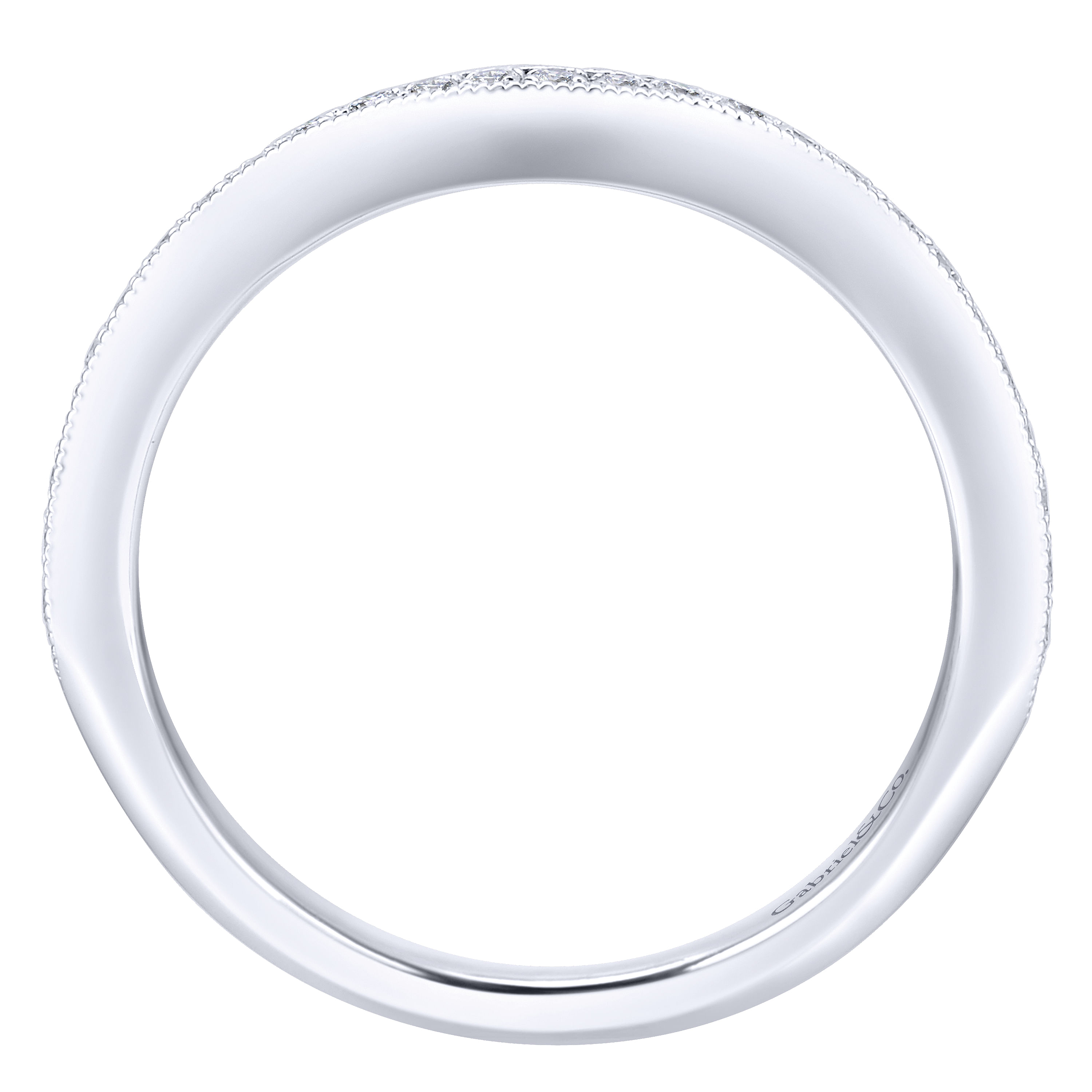 14k White Gold Diamond Curved Wedding Band angle 2 14k White Gold Diamond Curved Wedding Band angle 2