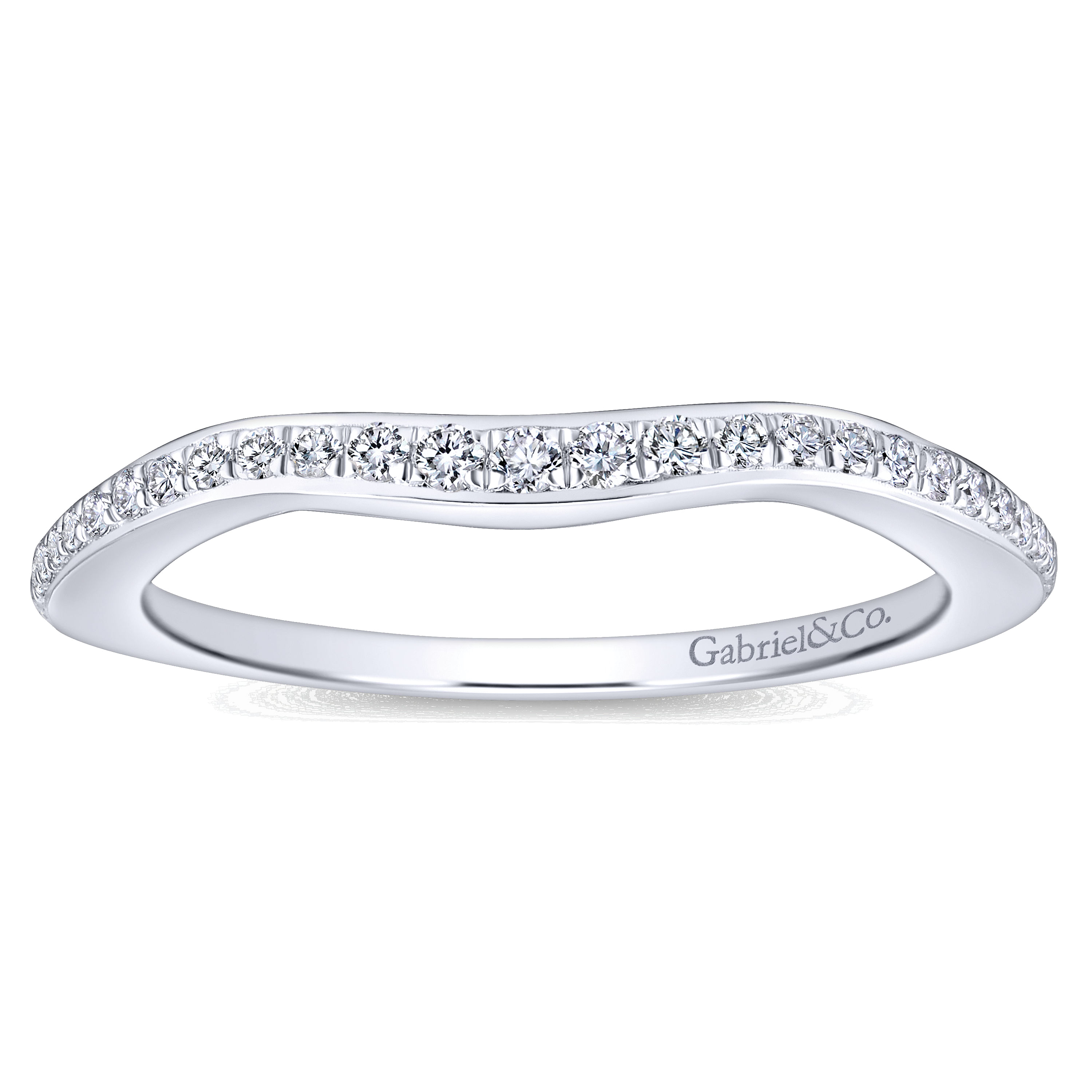 14k White Gold Diamond Curved Wedding Band angle 5 14k White Gold Diamond Curved Wedding Band angle 5