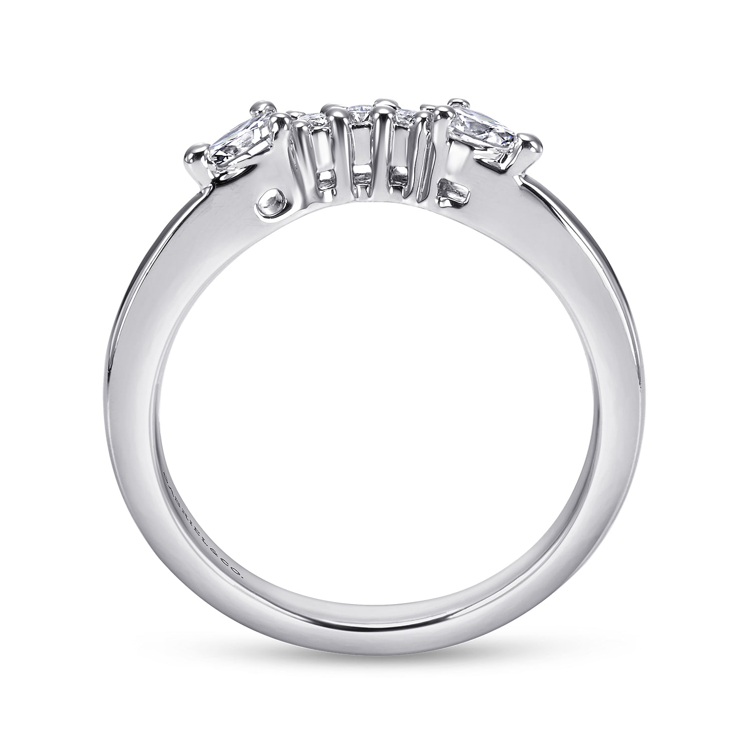 14k White Gold Diamond Curved Wedding Band angle 2 14k White Gold Diamond Curved Wedding Band angle 2