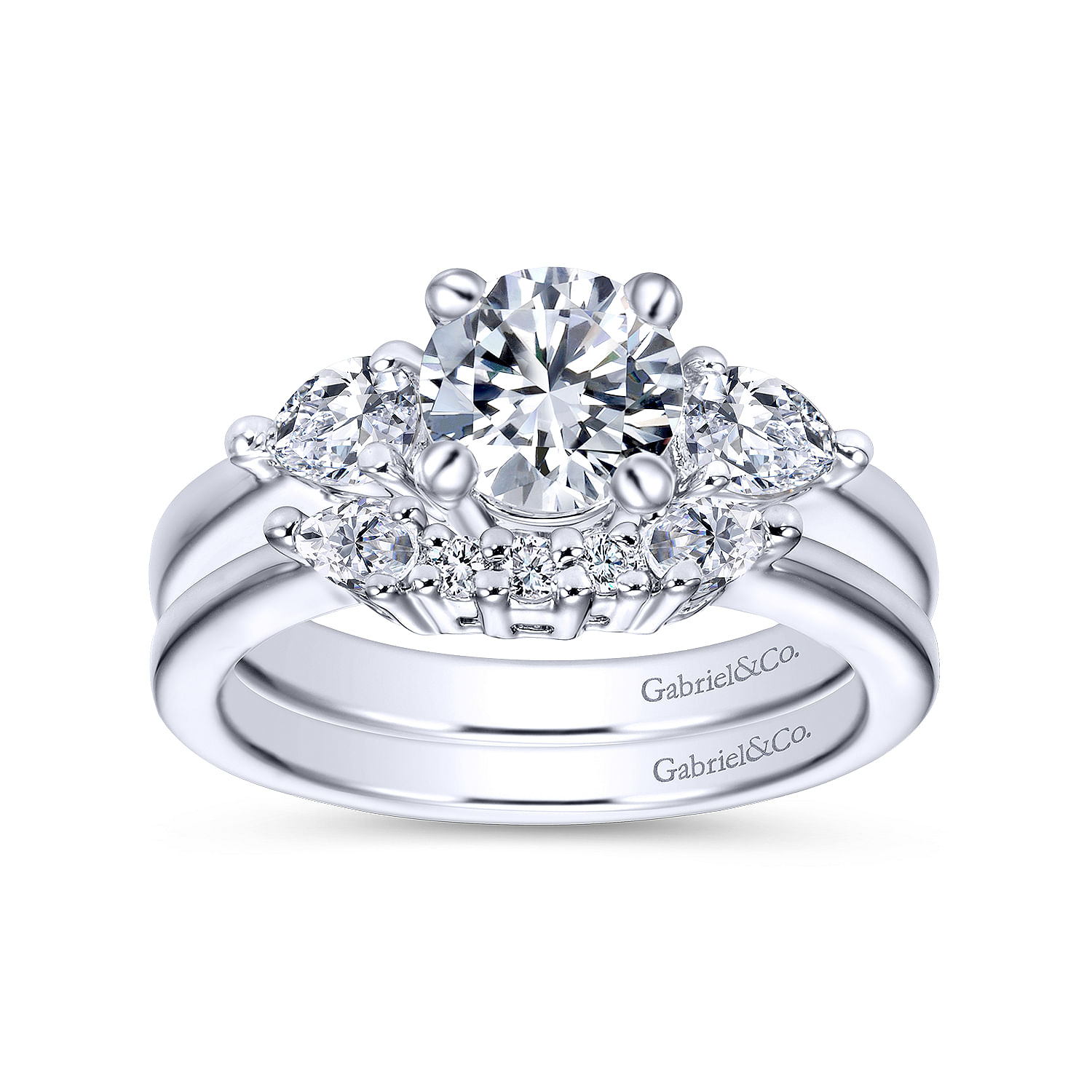 14k White Gold Diamond Curved Wedding Band angle 4 14k White Gold Diamond Curved Wedding Band angle 4