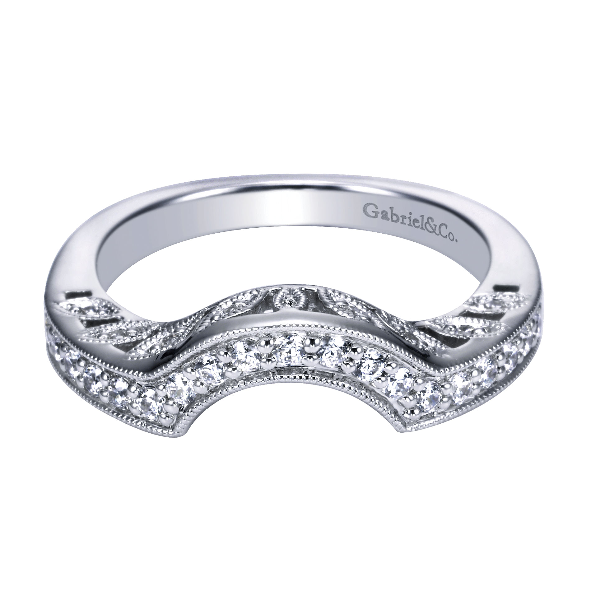 14k White Gold Diamond Curved 14k White Gold Diamond Curved