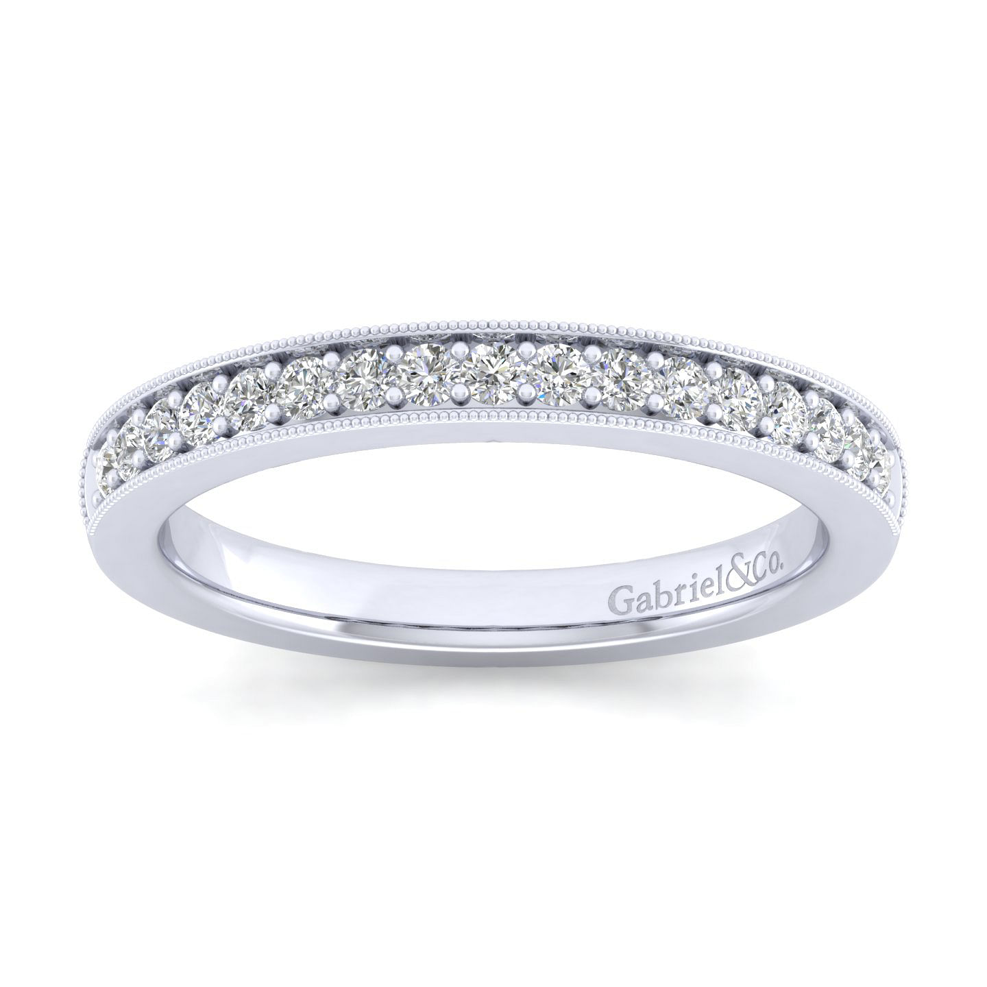 14k White Gold Diamond Curved Wedding Band angle 5 14k White Gold Diamond Curved Wedding Band angle 5