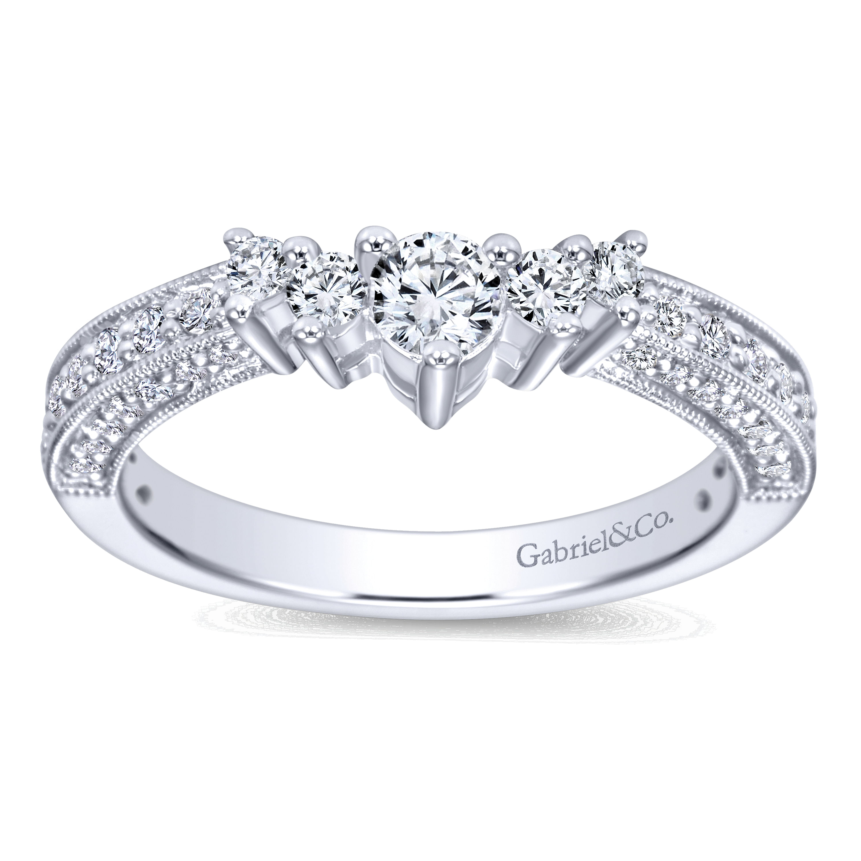 14k White Gold Diamond Curved Wedding Band angle 5 14k White Gold Diamond Curved Wedding Band angle 5
