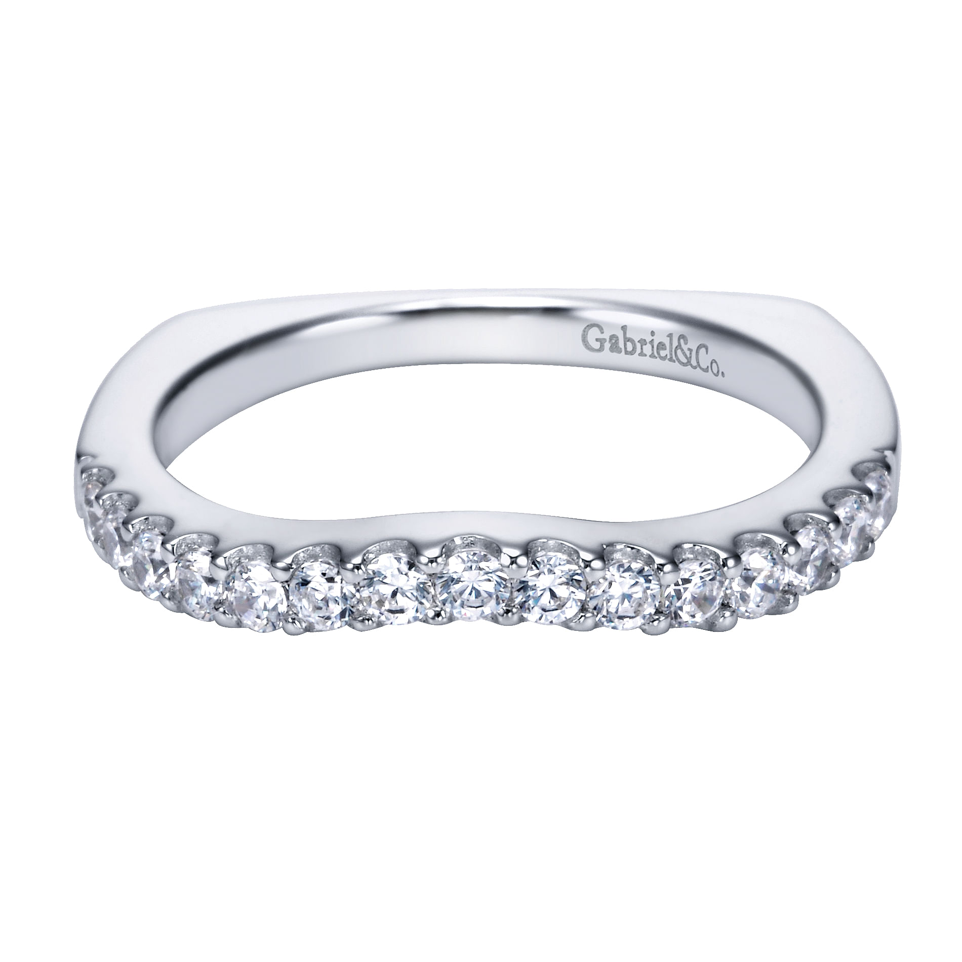 14k White Gold Diamond Curved 14k White Gold Diamond Curved