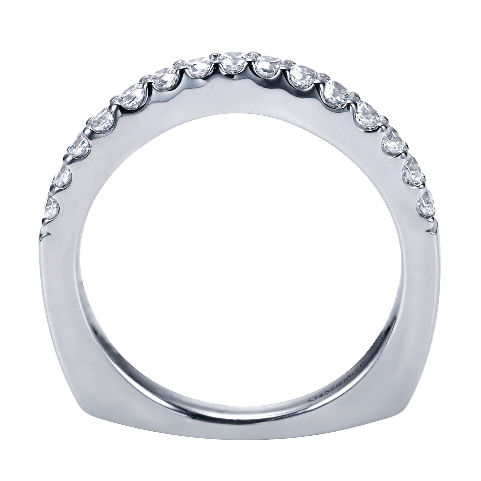 14k White Gold Diamond Curved Wedding Band angle 2 14k White Gold Diamond Curved Wedding Band angle 2