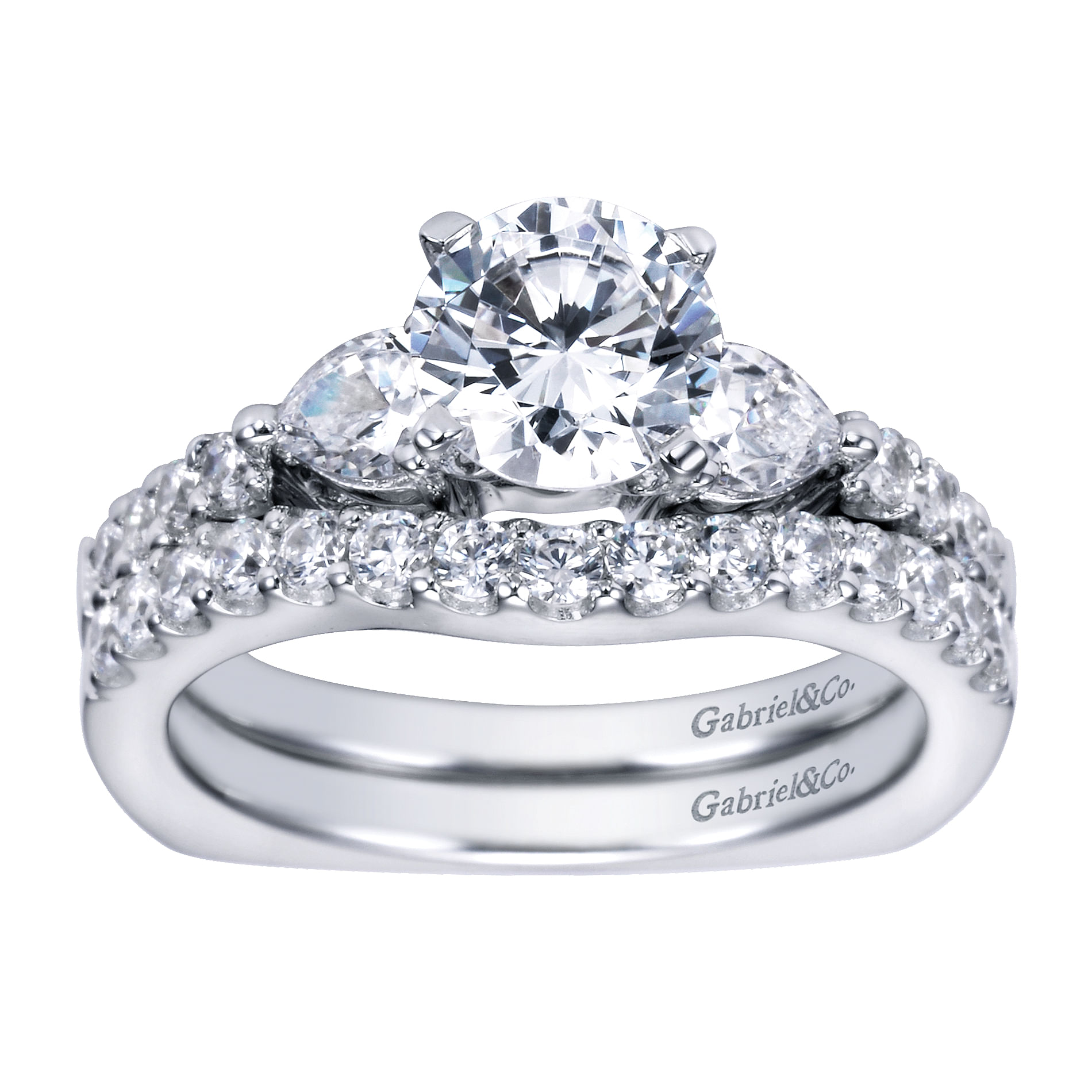 14k White Gold Diamond Curved Wedding Band angle 4 14k White Gold Diamond Curved Wedding Band angle 4