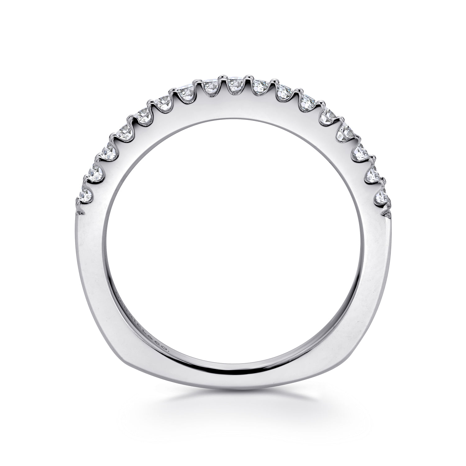 14k White Gold Diamond Curved Wedding Band angle 2 14k White Gold Diamond Curved Wedding Band angle 2