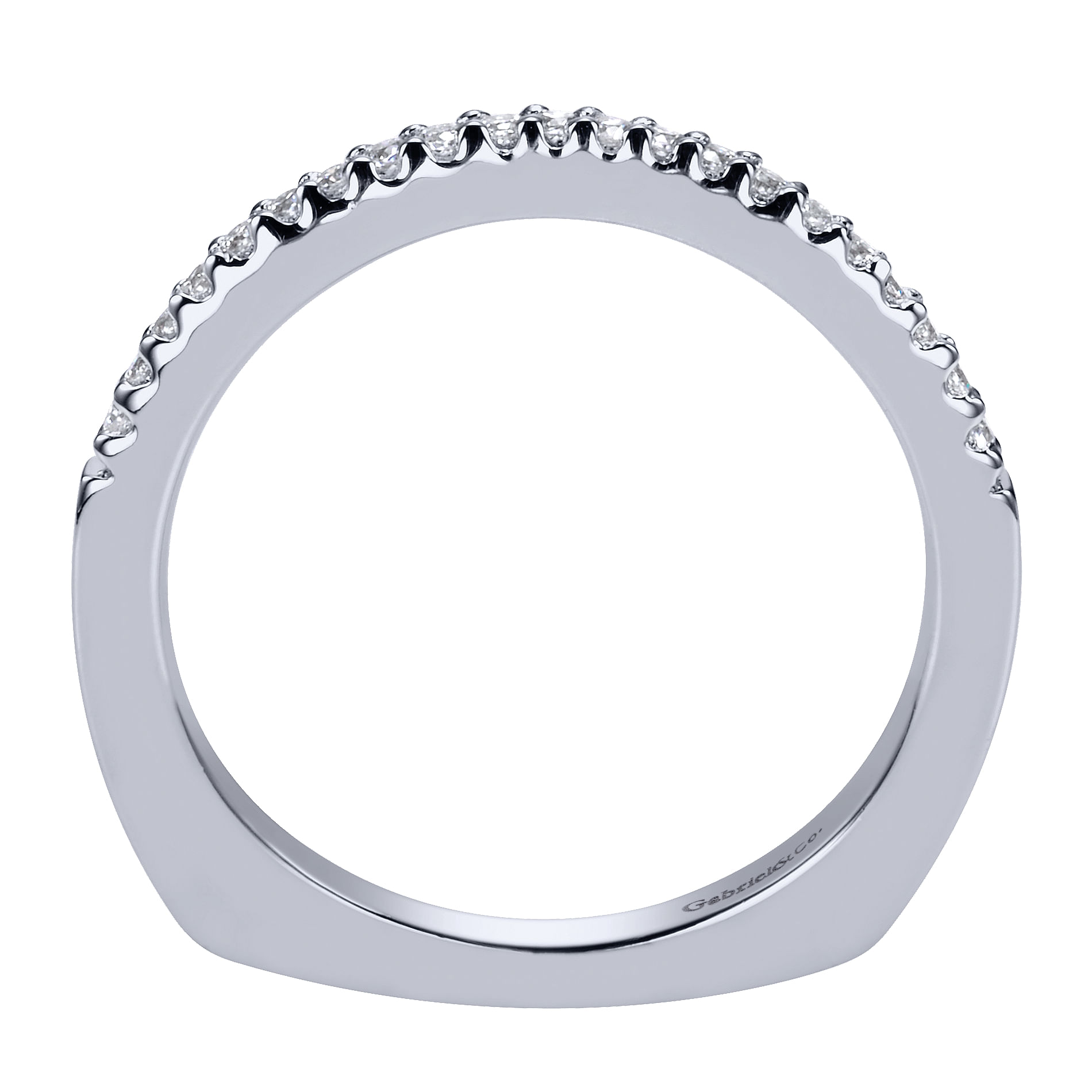14k White Gold Diamond Curved Wedding Band angle 2 14k White Gold Diamond Curved Wedding Band angle 2