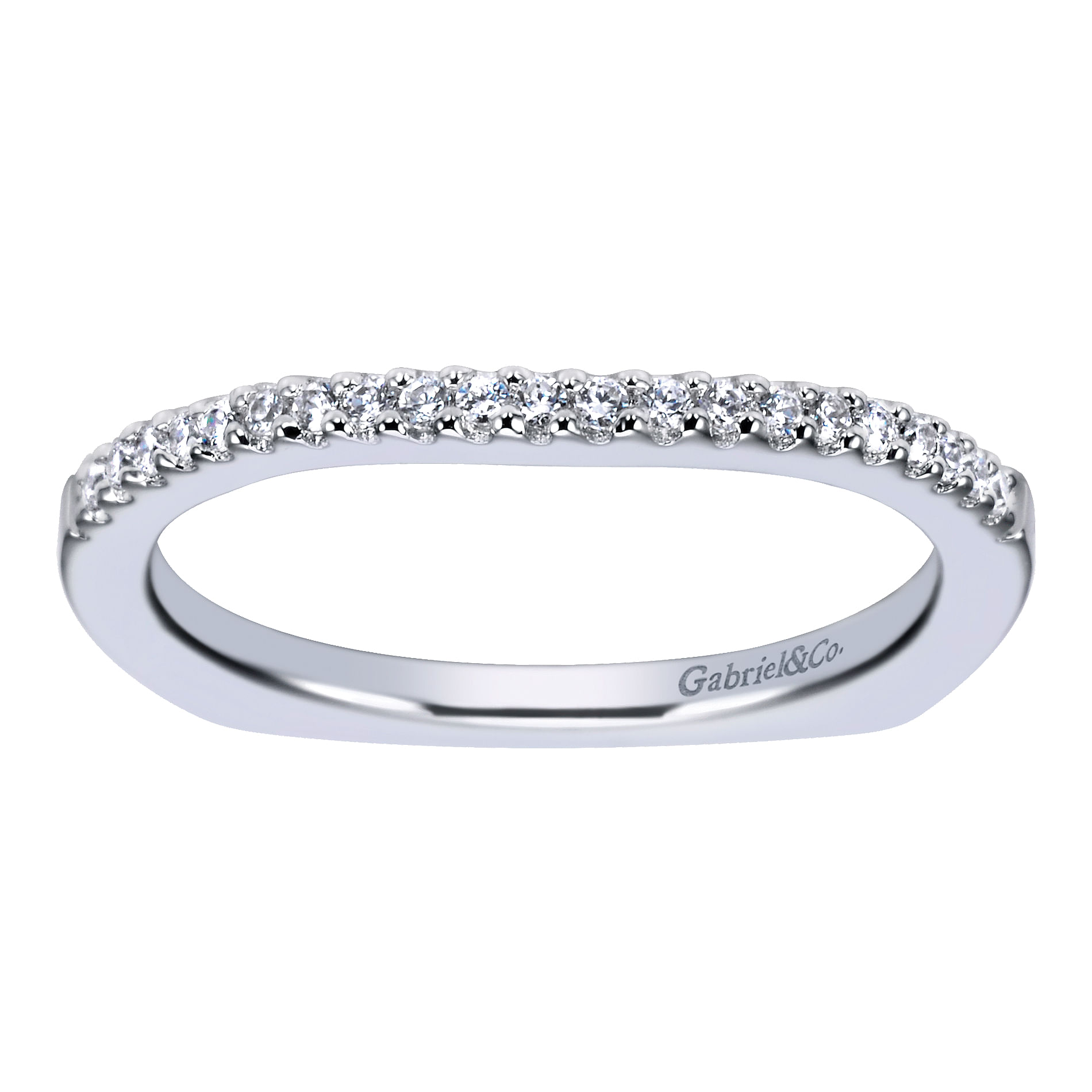 14k White Gold Diamond Curved Wedding Band angle 5 14k White Gold Diamond Curved Wedding Band angle 5