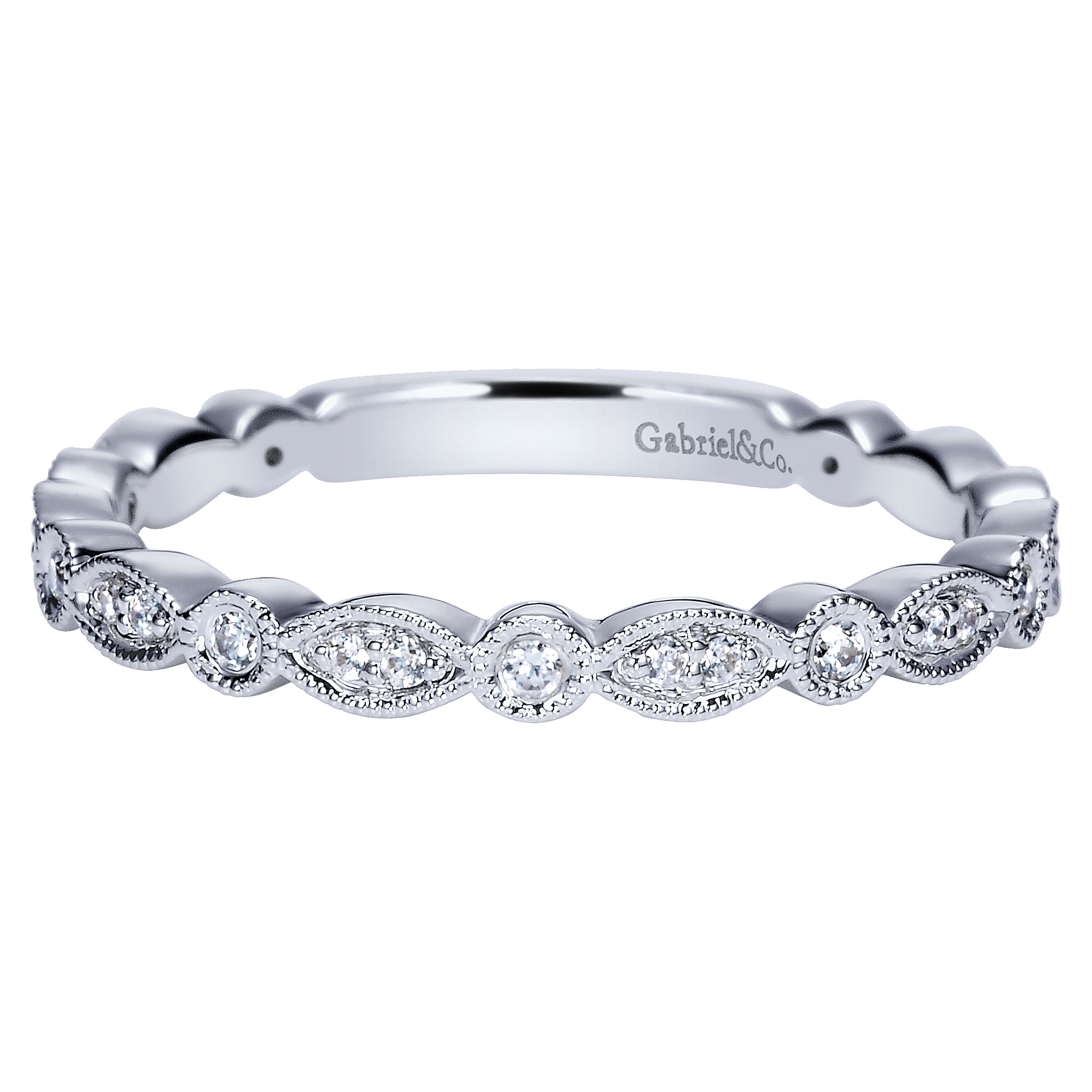 14k White Gold Diamond Curved 14k White Gold Diamond Curved