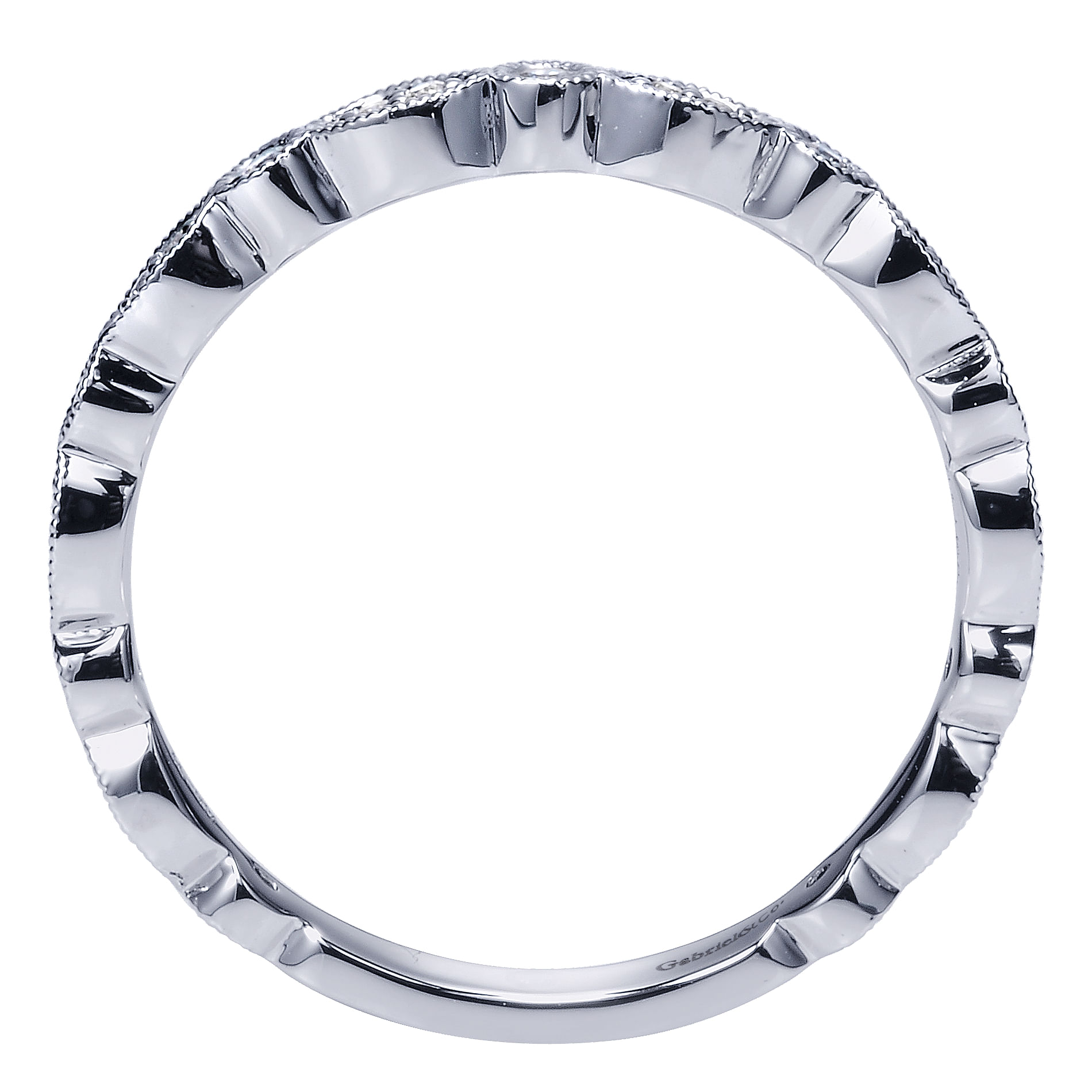 14k White Gold Diamond Curved Wedding Band angle 2 14k White Gold Diamond Curved Wedding Band angle 2