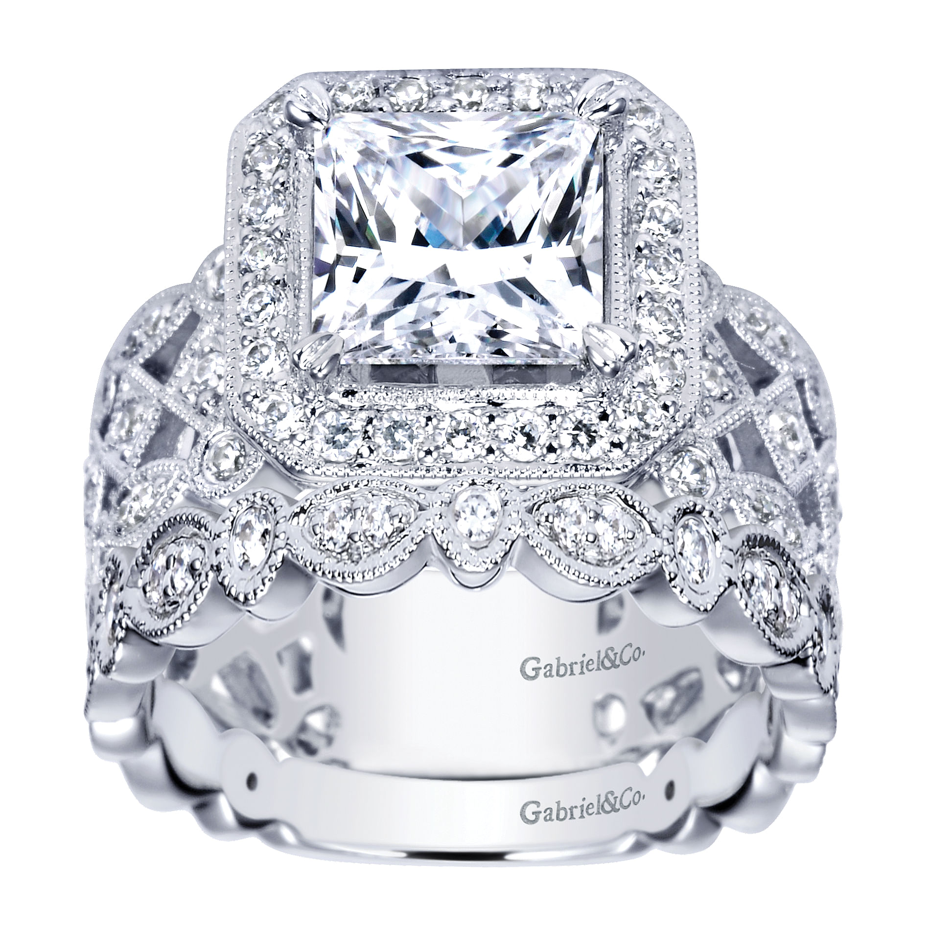 14k White Gold Diamond Curved Wedding Band angle 4 14k White Gold Diamond Curved Wedding Band angle 4