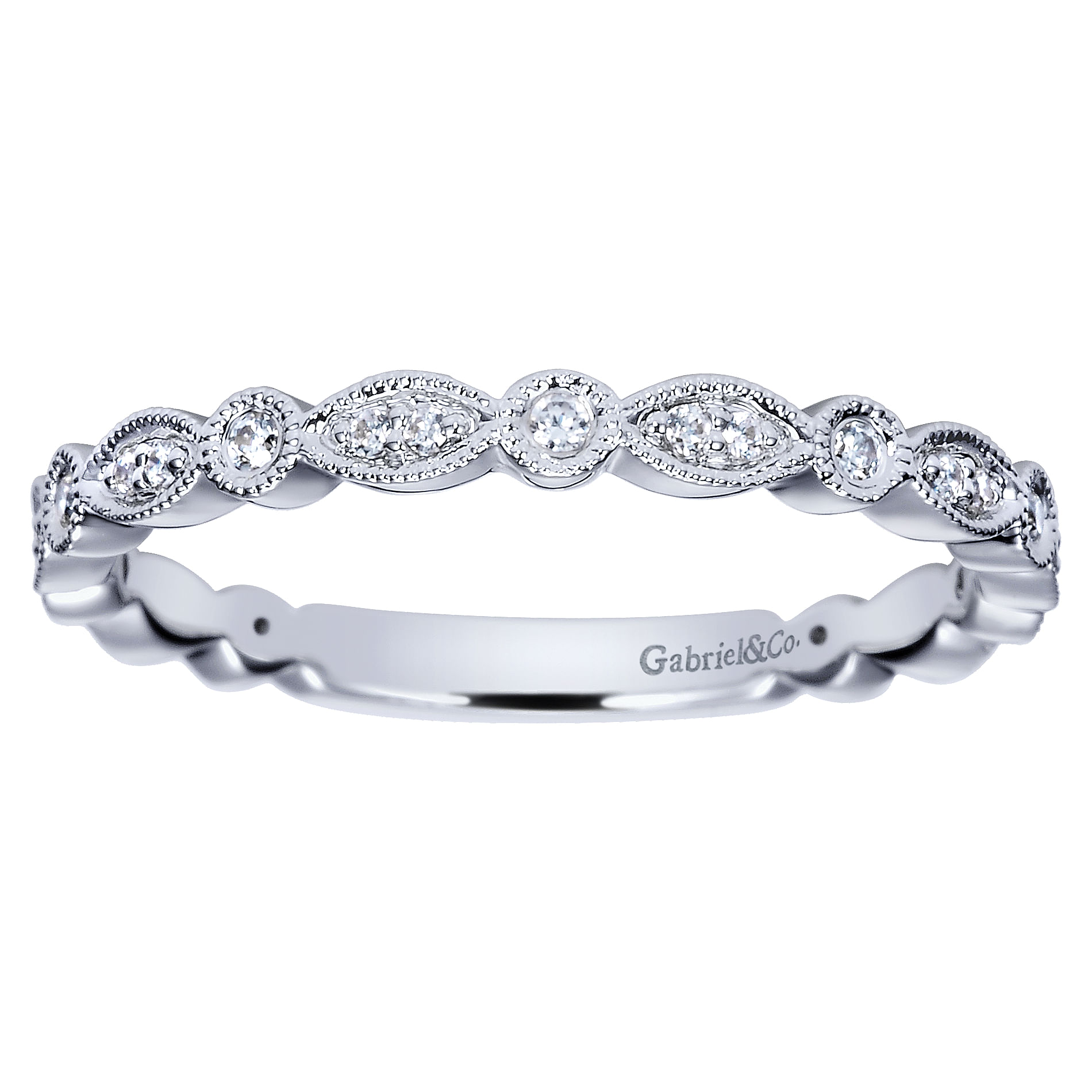 14k White Gold Diamond Curved Wedding Band angle 5 14k White Gold Diamond Curved Wedding Band angle 5