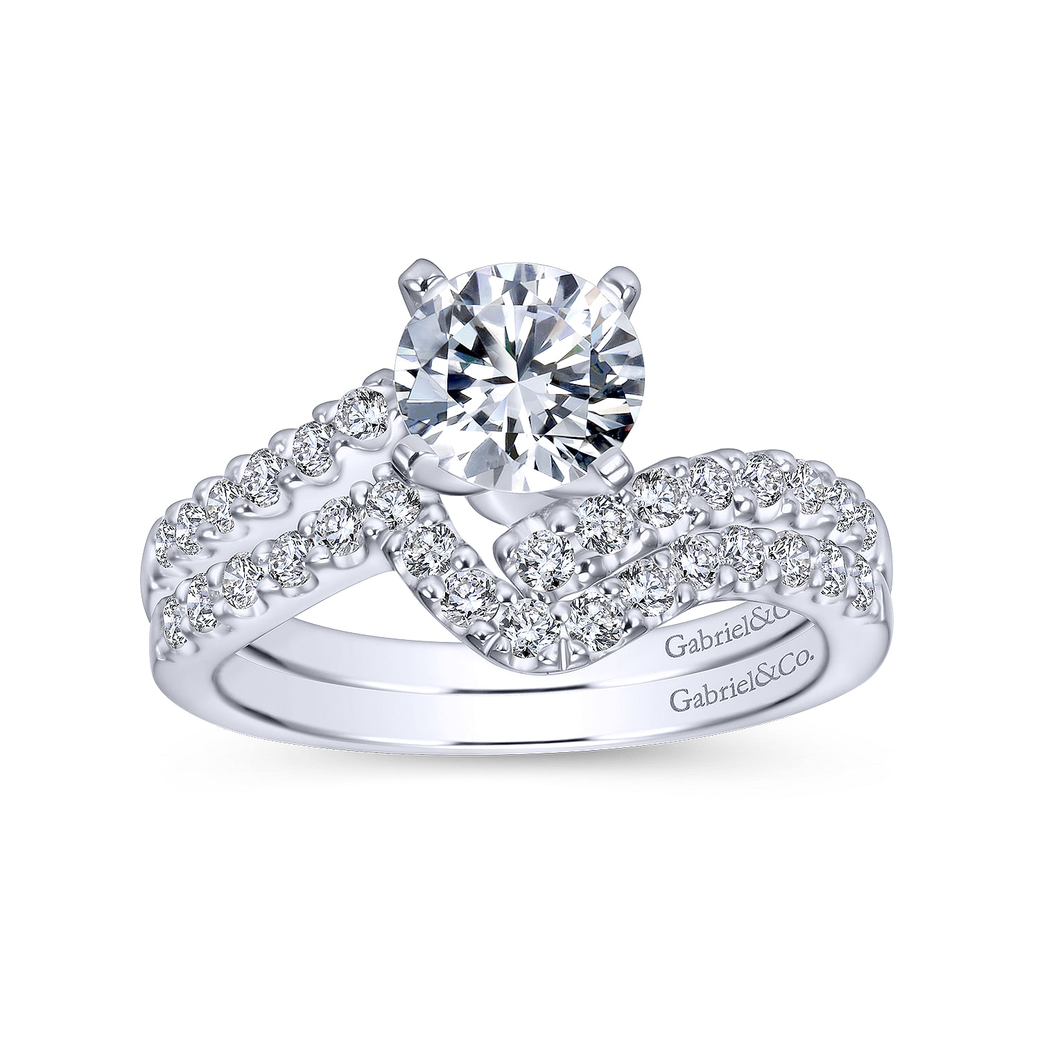 14k White Gold Diamond Curved Wedding Band angle 4 14k White Gold Diamond Curved Wedding Band angle 4