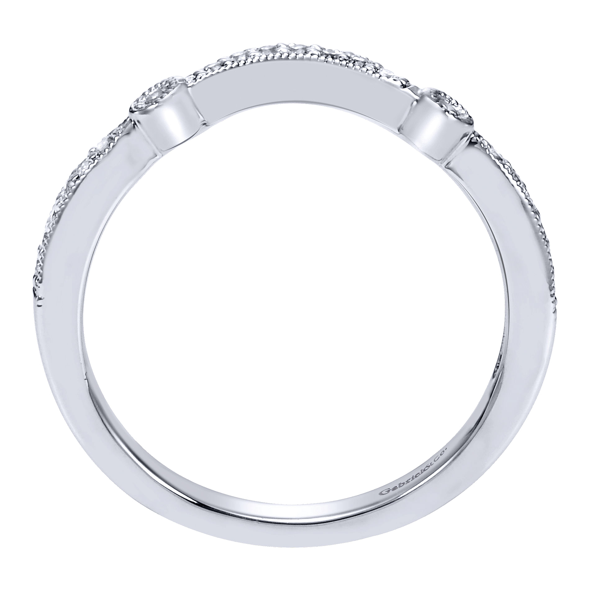 14k White Gold Diamond Curved Wedding Band angle 2 14k White Gold Diamond Curved Wedding Band angle 2
