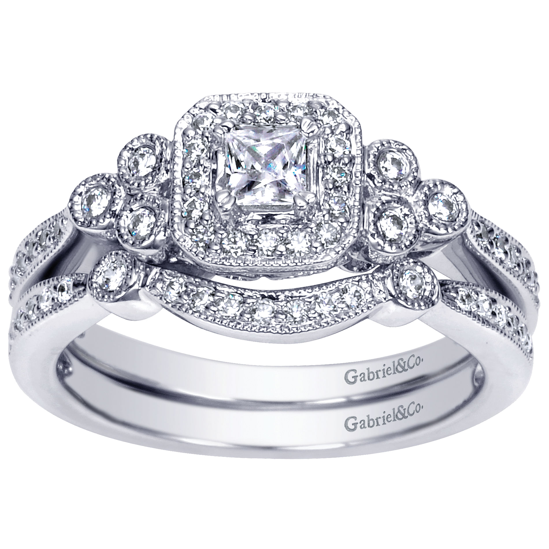 14k White Gold Diamond Curved Wedding Band angle 4 14k White Gold Diamond Curved Wedding Band angle 4