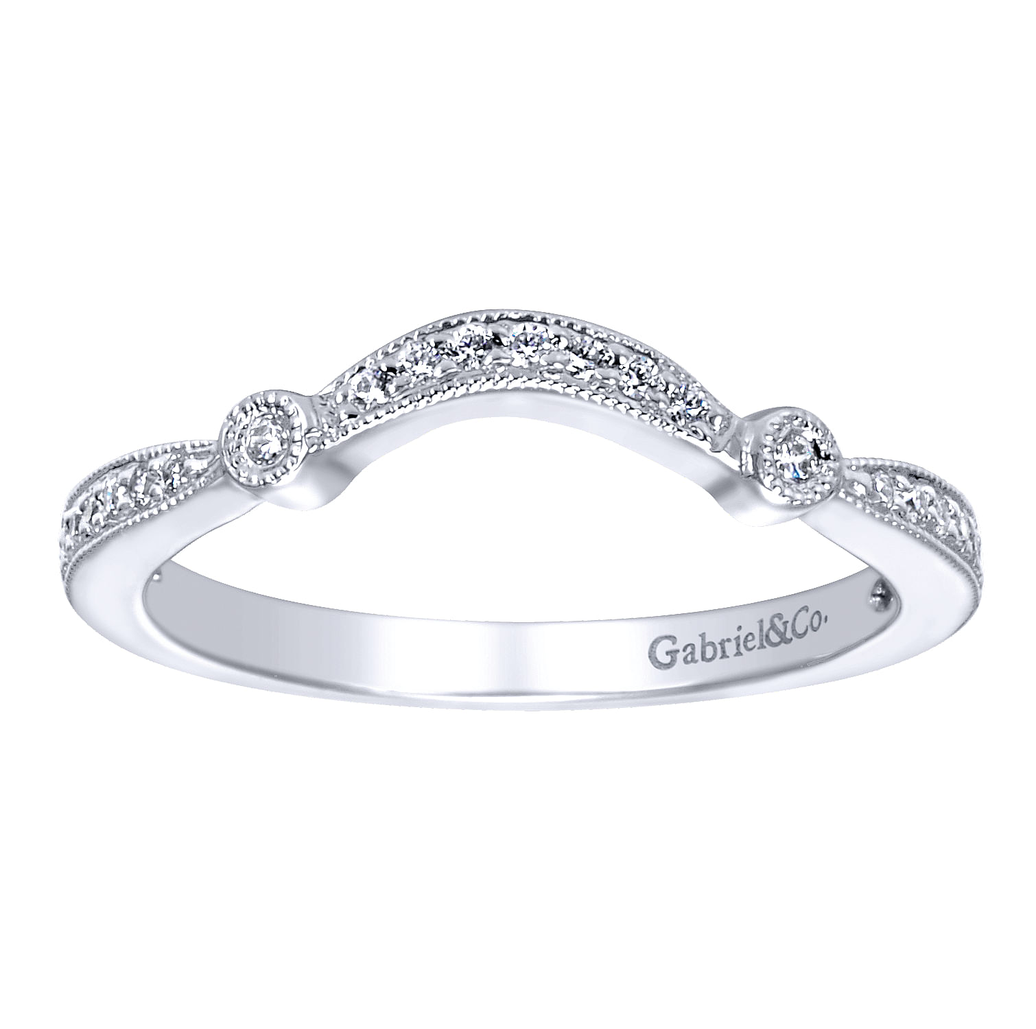 14k White Gold Diamond Curved Wedding Band angle 5 14k White Gold Diamond Curved Wedding Band angle 5