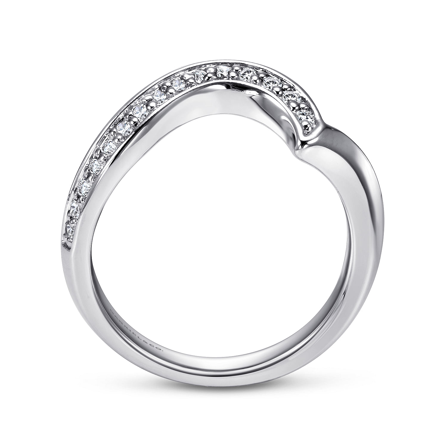 14k White Gold Diamond Curved Wedding Band angle 2 14k White Gold Diamond Curved Wedding Band angle 2