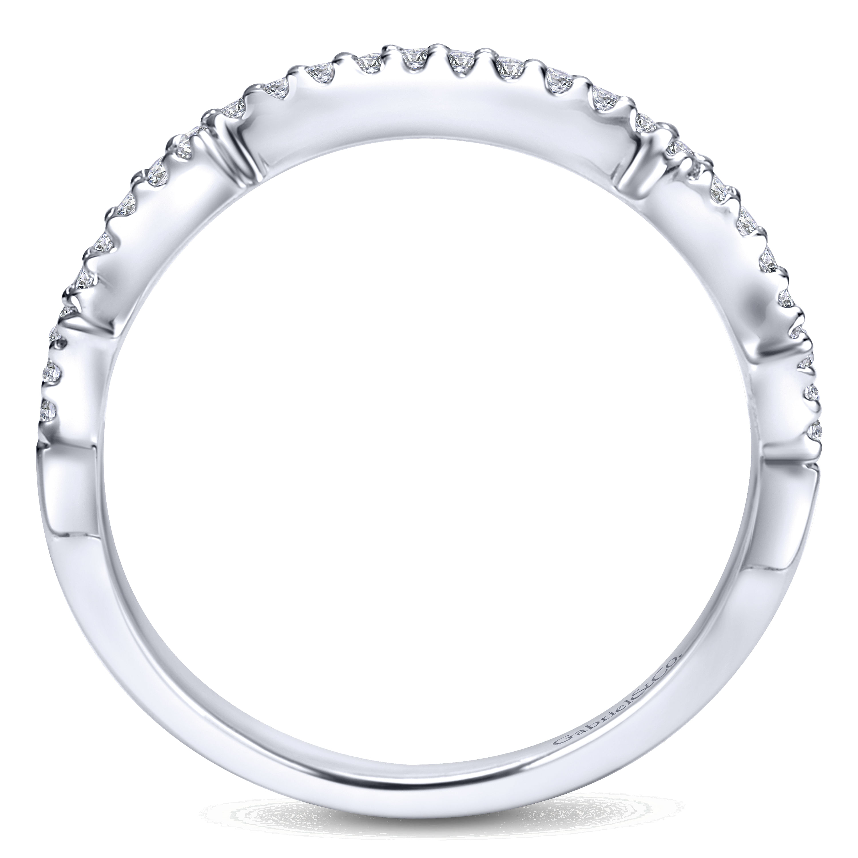 14k White Gold Diamond Curved Wedding Band angle 2 14k White Gold Diamond Curved Wedding Band angle 2