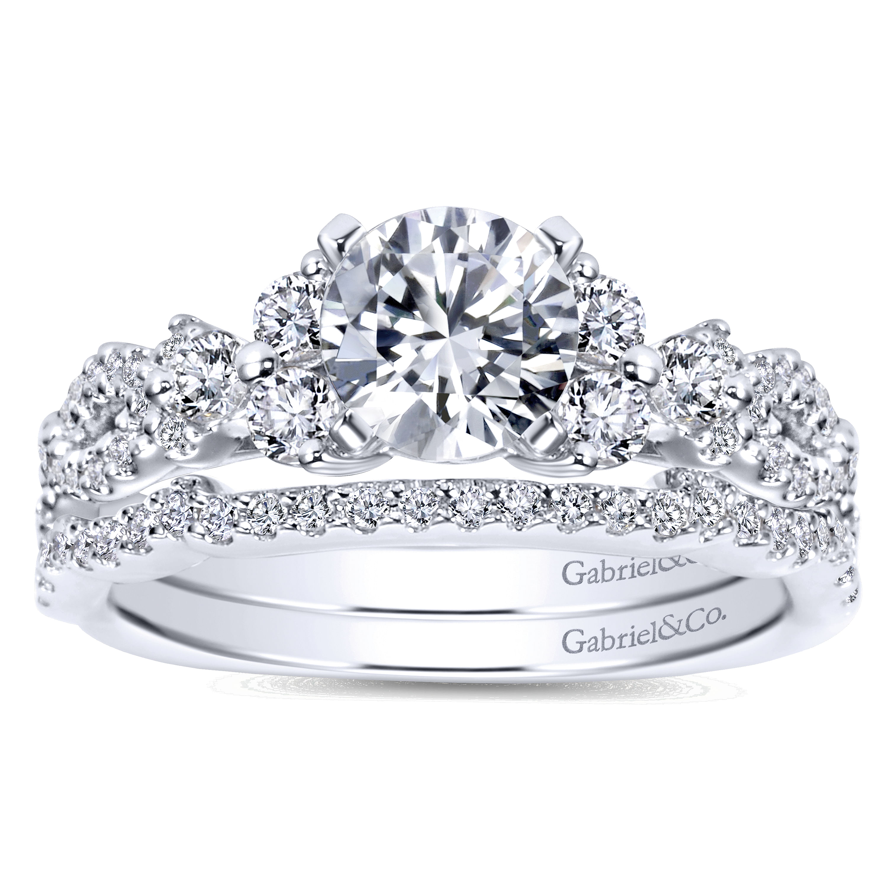 14k White Gold Diamond Curved Wedding Band angle 4 14k White Gold Diamond Curved Wedding Band angle 4