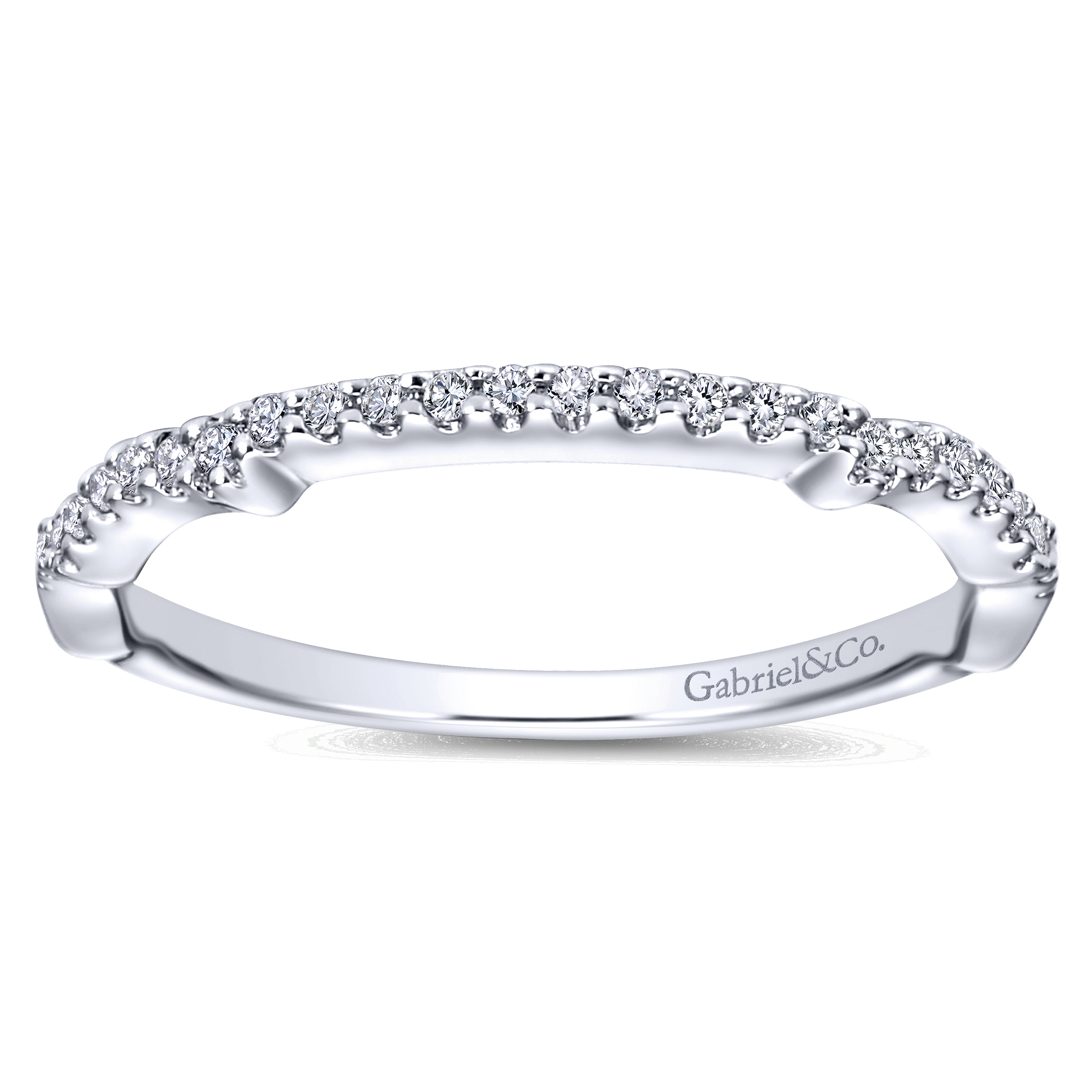14k White Gold Diamond Curved Wedding Band angle 5 14k White Gold Diamond Curved Wedding Band angle 5