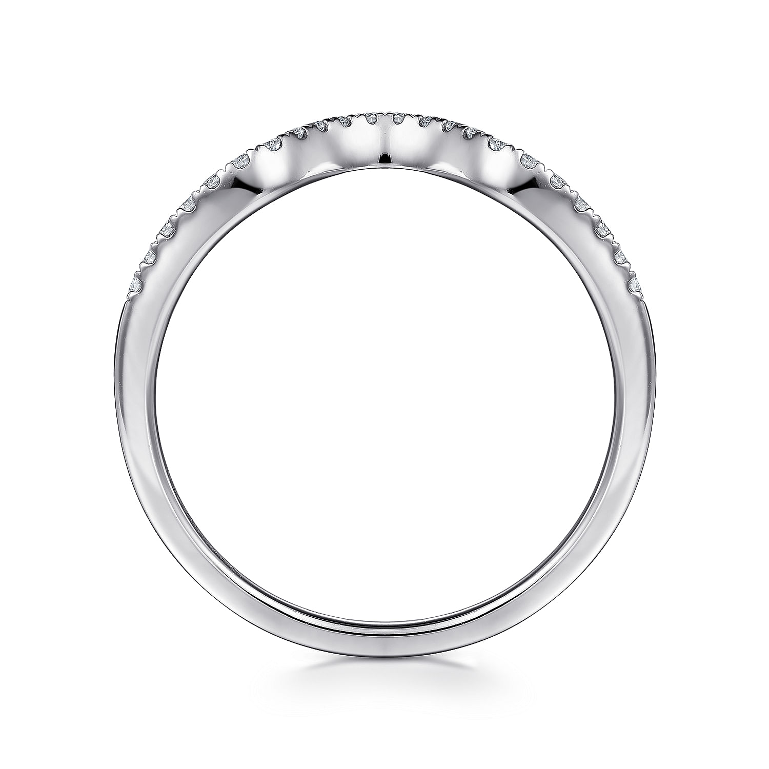 14k White Gold Diamond Curved Wedding Band angle 2 14k White Gold Diamond Curved Wedding Band angle 2