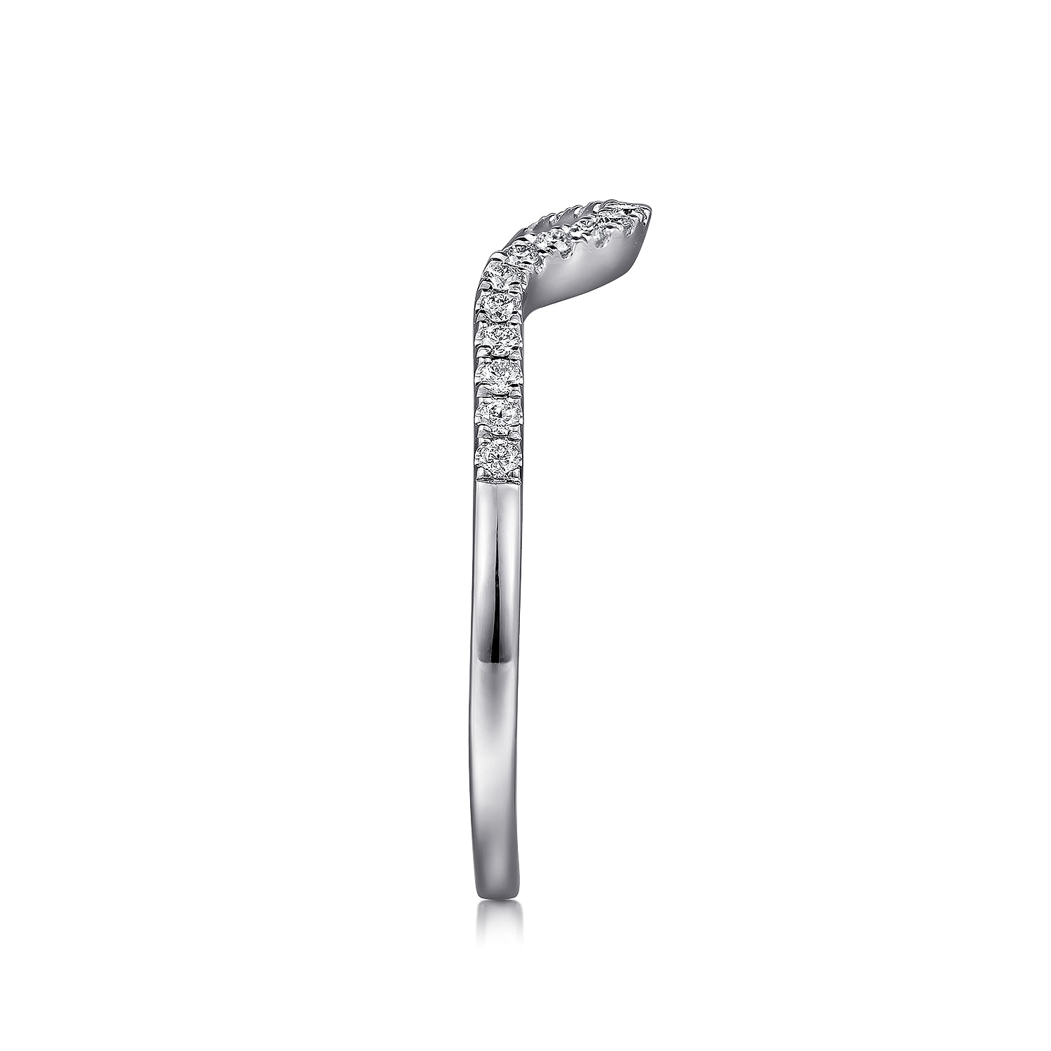 14k White Gold Diamond Curved Wedding Band angle 5 14k White Gold Diamond Curved Wedding Band angle 5