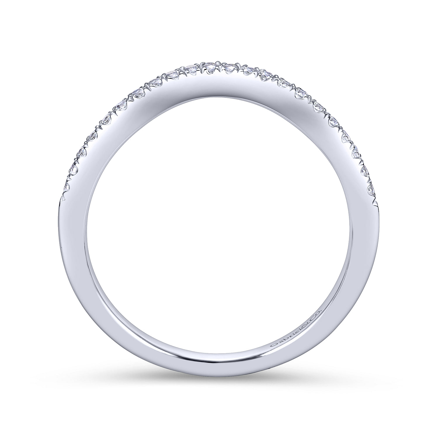 14k White Gold Diamond Curved Wedding Band angle 2 14k White Gold Diamond Curved Wedding Band angle 2