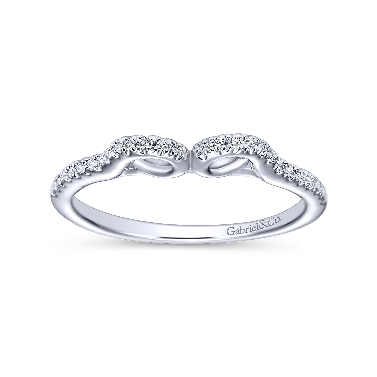 14k White Gold Diamond Curved Wedding Band angle 5 14k White Gold Diamond Curved Wedding Band angle 5