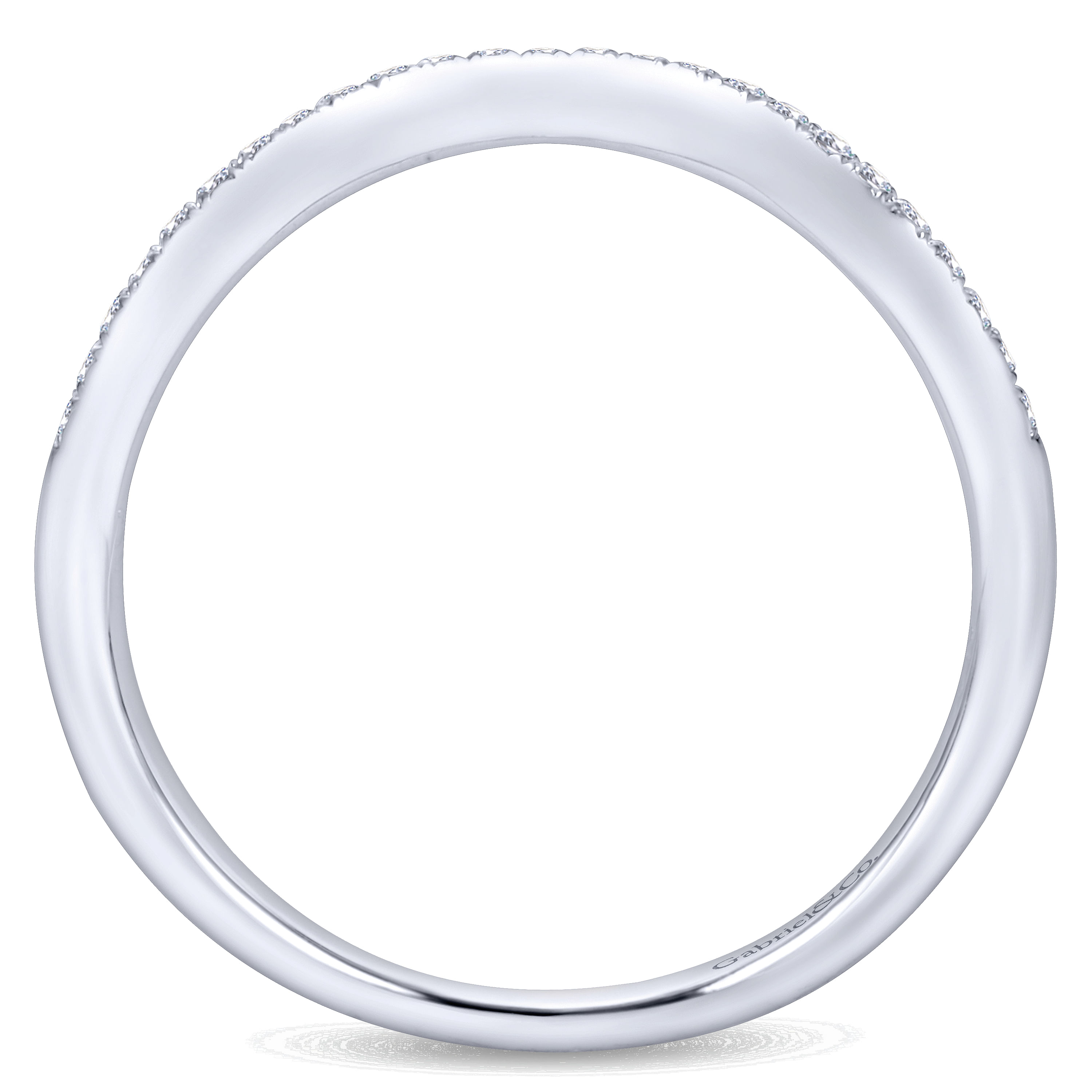 14k White Gold Diamond Curved Wedding Band angle 2 14k White Gold Diamond Curved Wedding Band angle 2