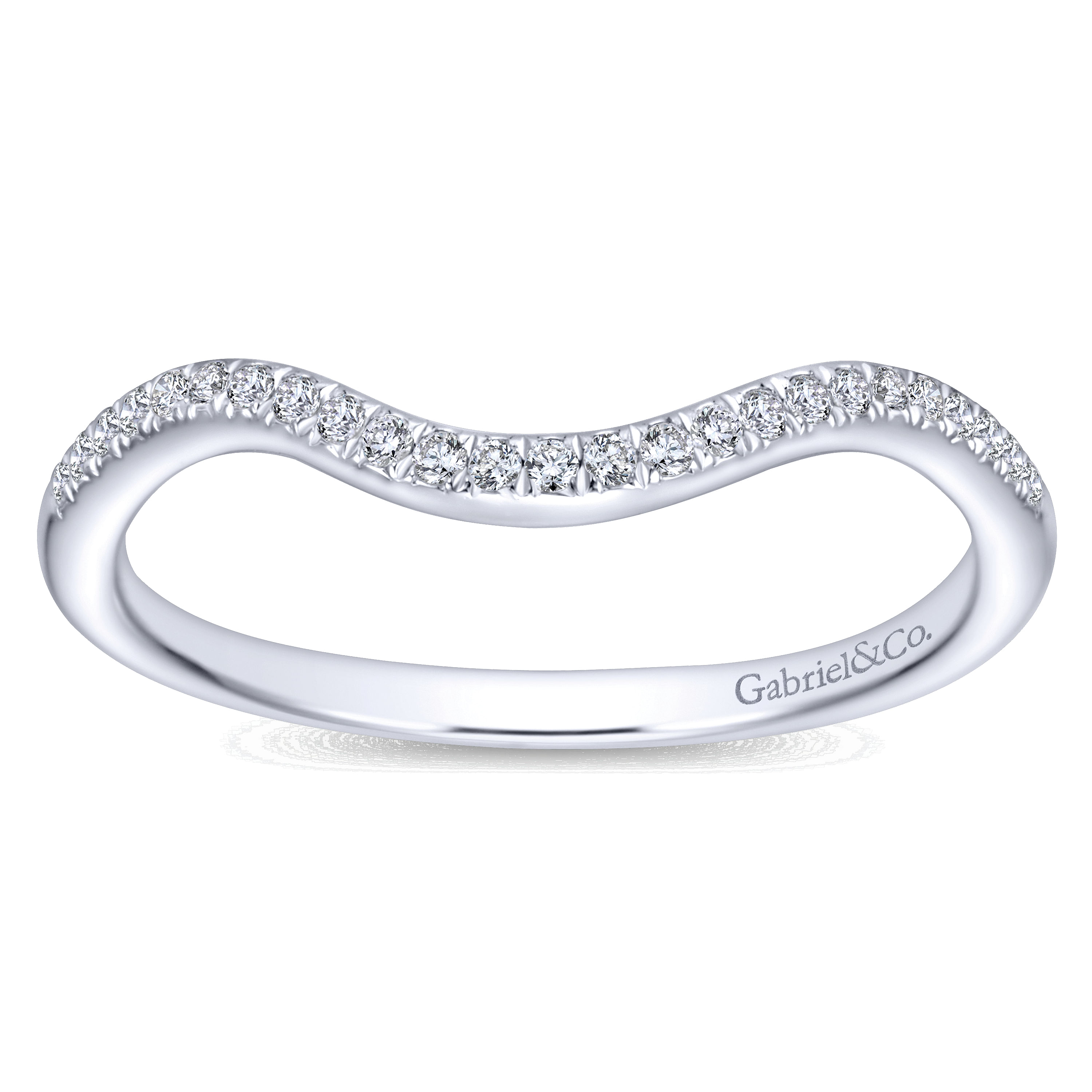 14k White Gold Diamond Curved Wedding Band angle 5 14k White Gold Diamond Curved Wedding Band angle 5