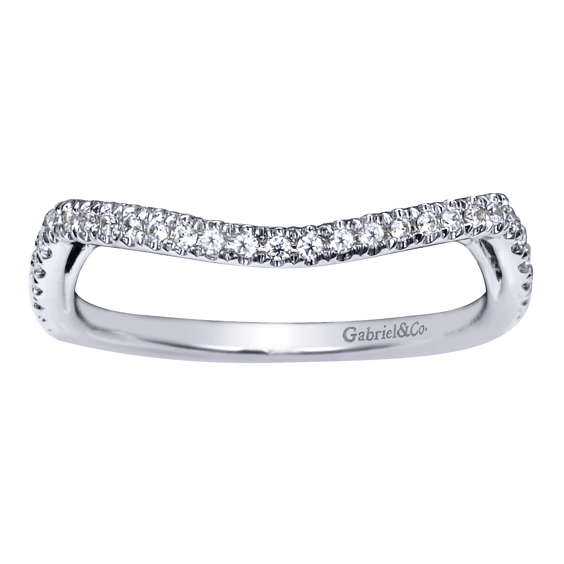 14k White Gold Diamond Curved Wedding Band angle 5 14k White Gold Diamond Curved Wedding Band angle 5