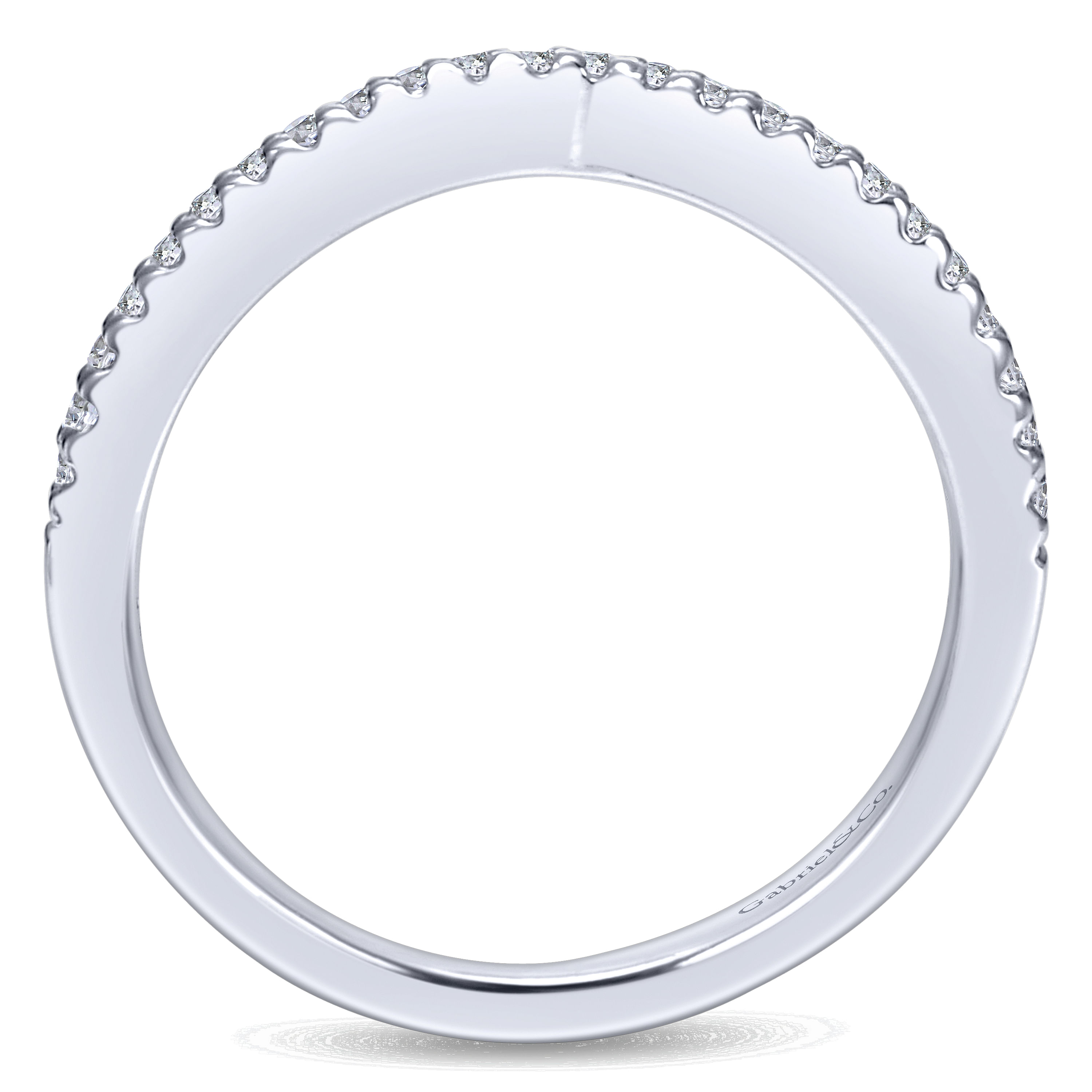 14k White Gold Diamond Curved Wedding Band angle 2 14k White Gold Diamond Curved Wedding Band angle 2