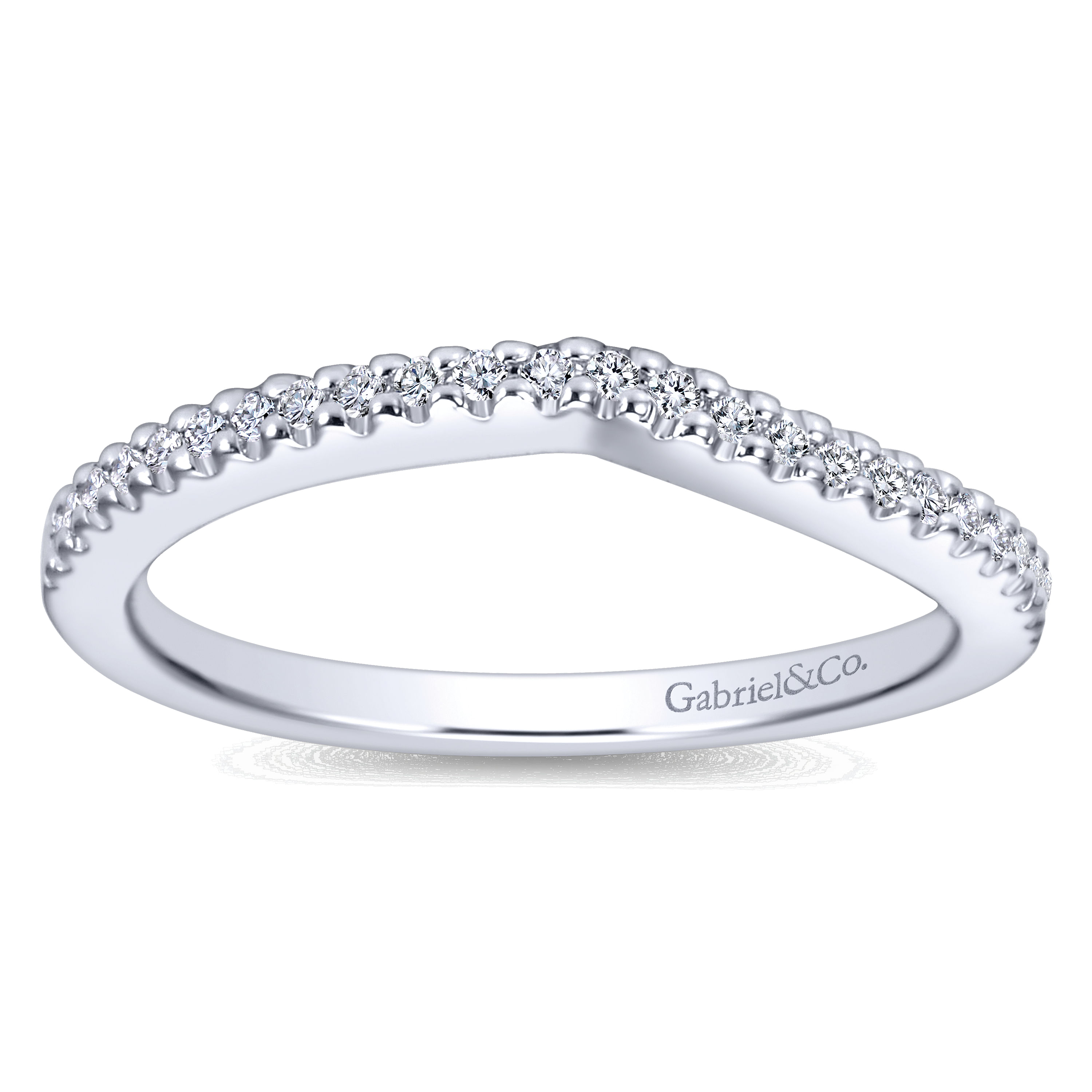 14k White Gold Diamond Curved Wedding Band angle 5 14k White Gold Diamond Curved Wedding Band angle 5
