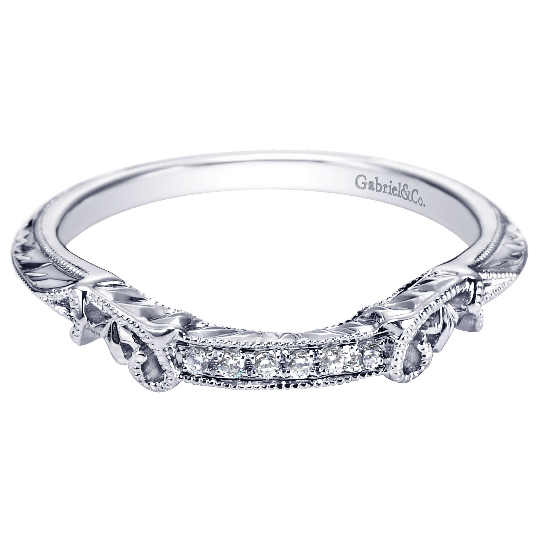 14k White Gold Diamond Curved 14k White Gold Diamond Curved