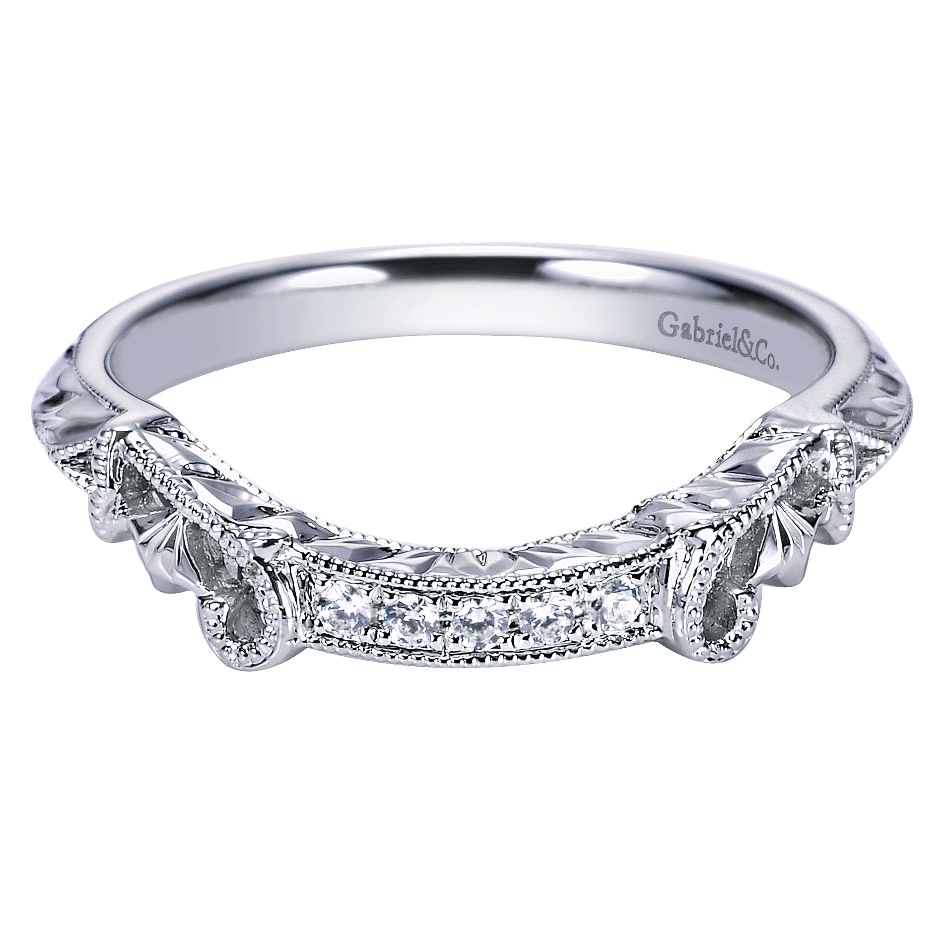 14k White Gold Diamond Curved 14k White Gold Diamond Curved